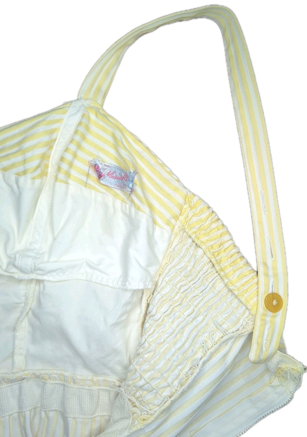 Vintage 1950s Playsuit Jumpsuit Yellow Striped By Rose Marie Reid Of California