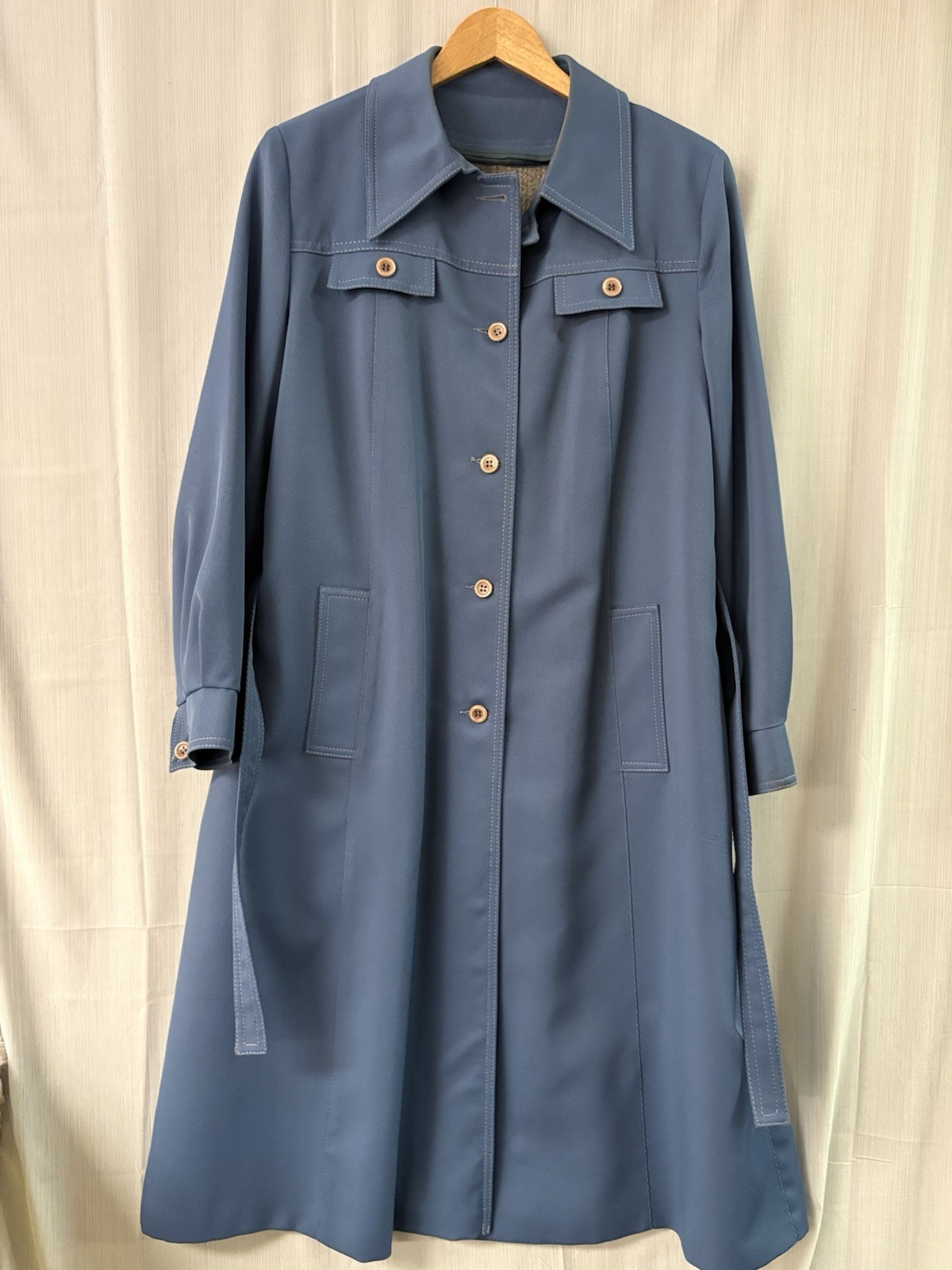 Vintage Forecaster of Boston Blue Trench Coat Jacket Women’s Long Sz 18