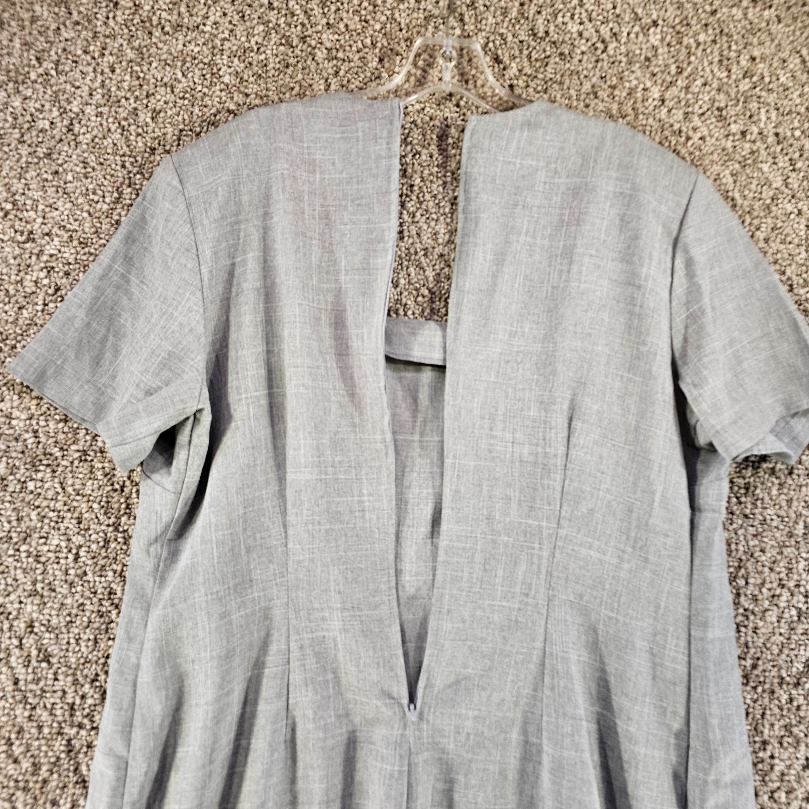 Vintage Helene Blacke Dress Womens Sz 14 Gray Short Sleeve Business