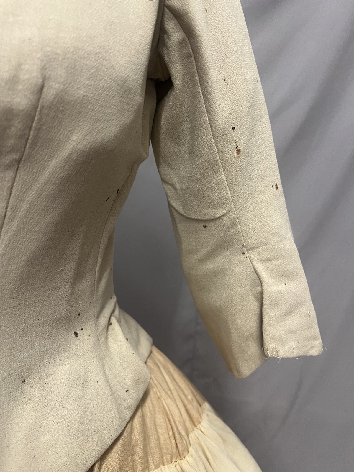 1870’s Two Pc Ivory Wool Bustle Gown