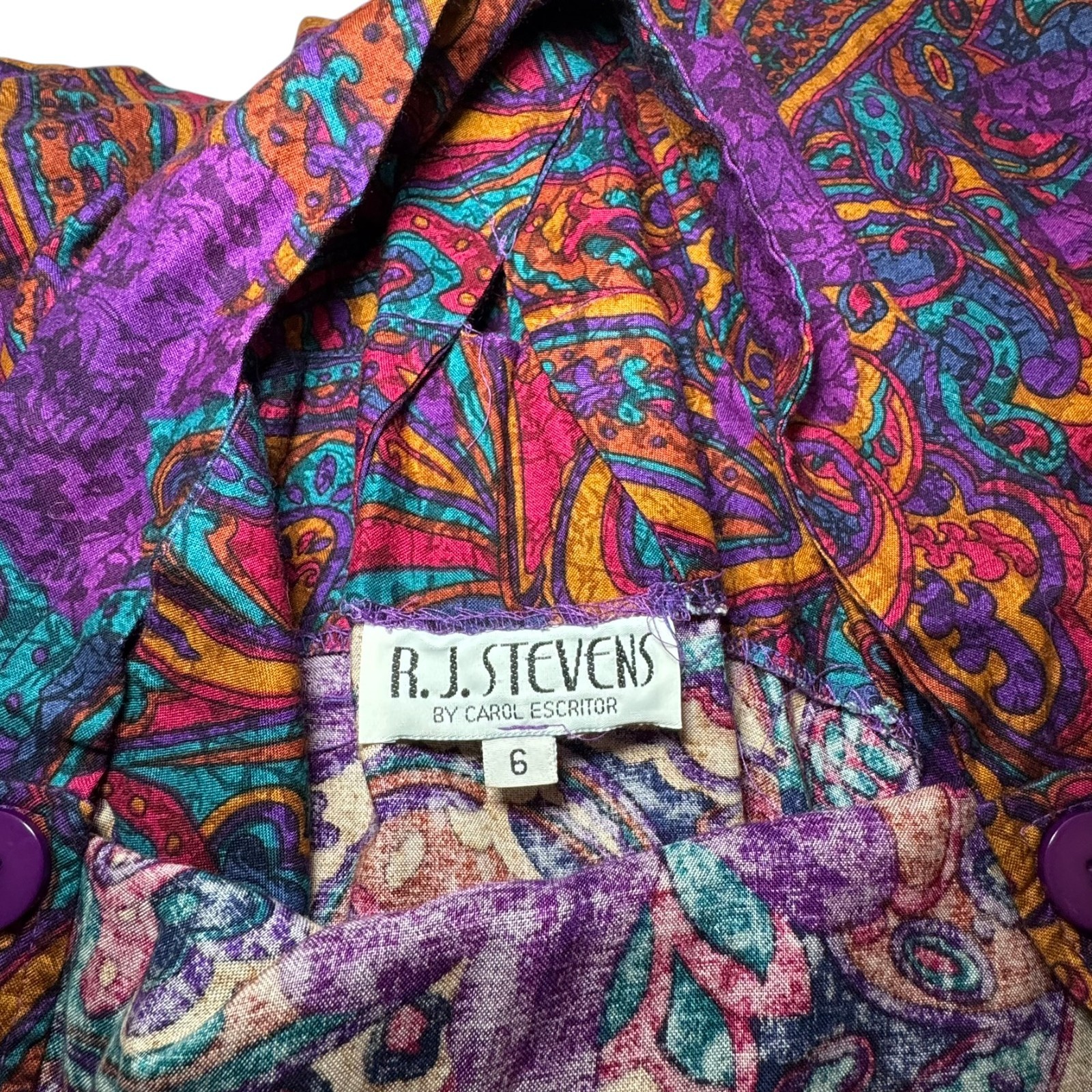 Vintage R.J. Stevens Palazzo Jumper Paisley Wide Leg Boho Cross back Sz 6
