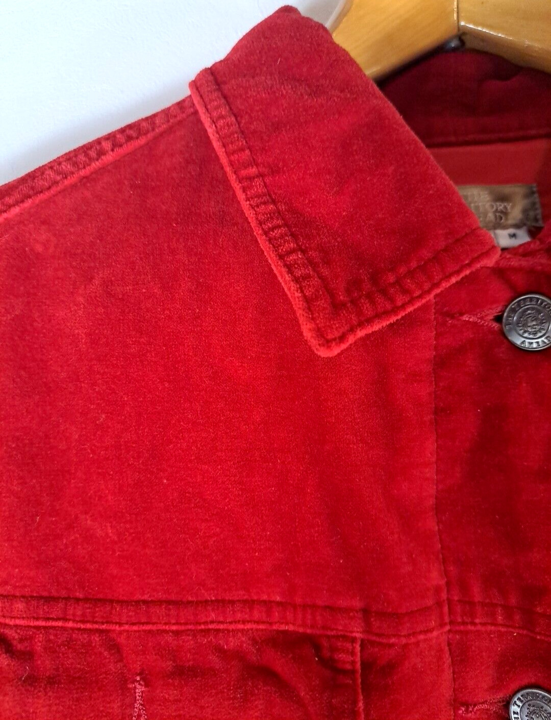 Velvet Jacket Red The Territory Ahead Vintage Womens Cropped Boxy 4 Pockets M