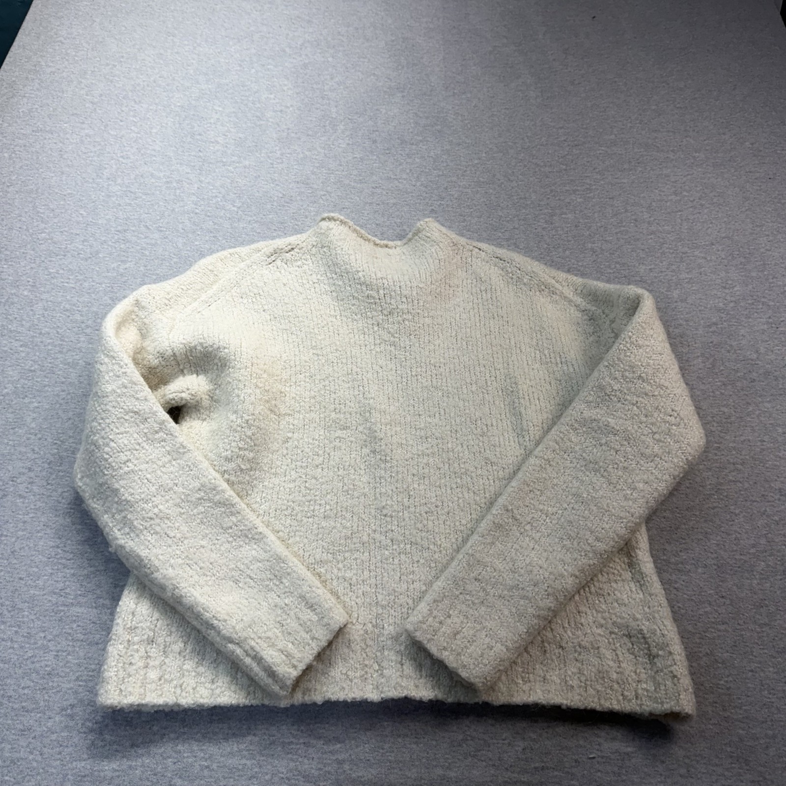 J Crew M Cream Mock Neck Knit Boucle Wool Alpaca Sweater