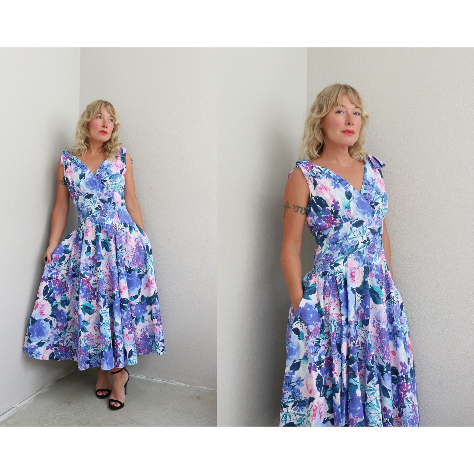 1980’s Vintage Floral Summer Sundress Women’s Small to Medium SM MD 6 8 10 80’s