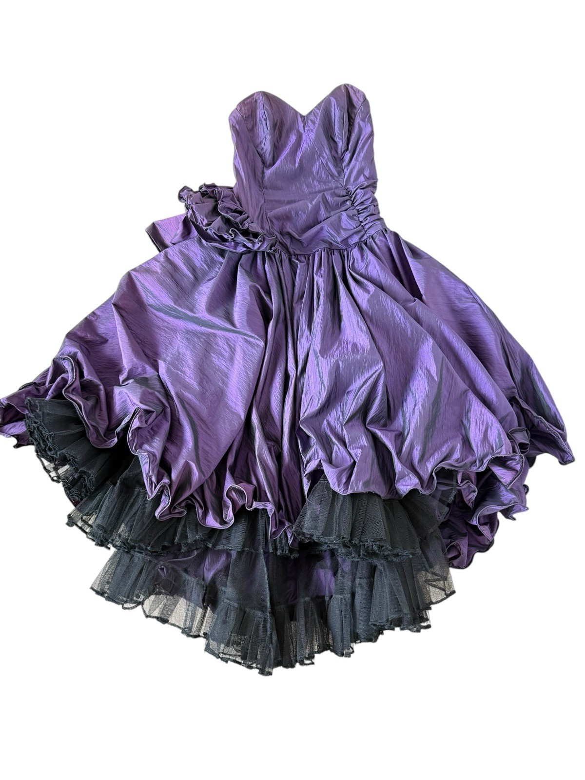 STUDIBAKER HAWK dress formal Purple Black Full Skirt Bustle gown 1980s Vintage 8