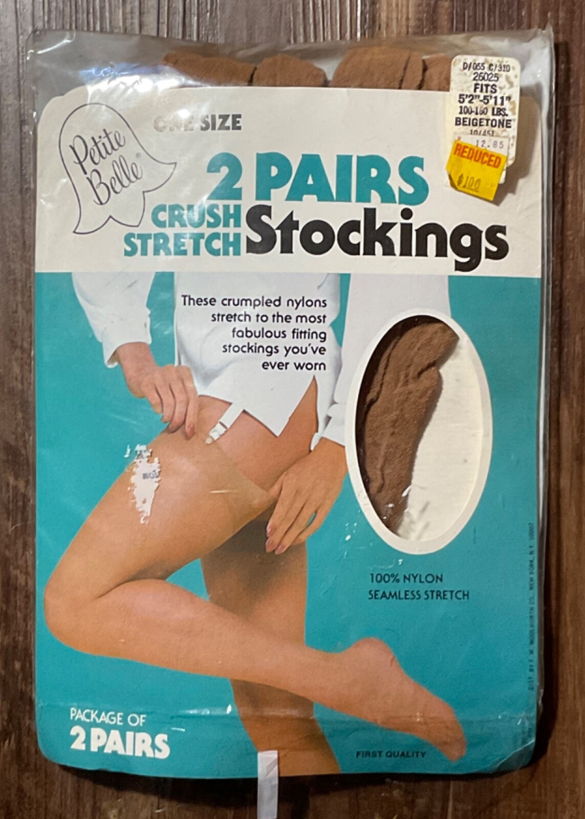 Vintage 2 Pack Petite Belle Crush Stretch Garter Stockings One Size Nylons