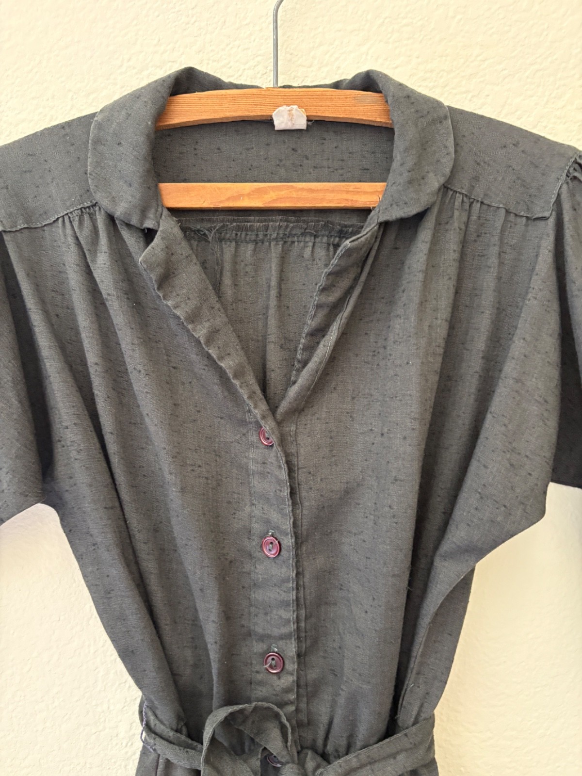 Vintage 70s Black A Line Dress Sheer Button Down Sz 2/4 S Gothic Western Prarie
