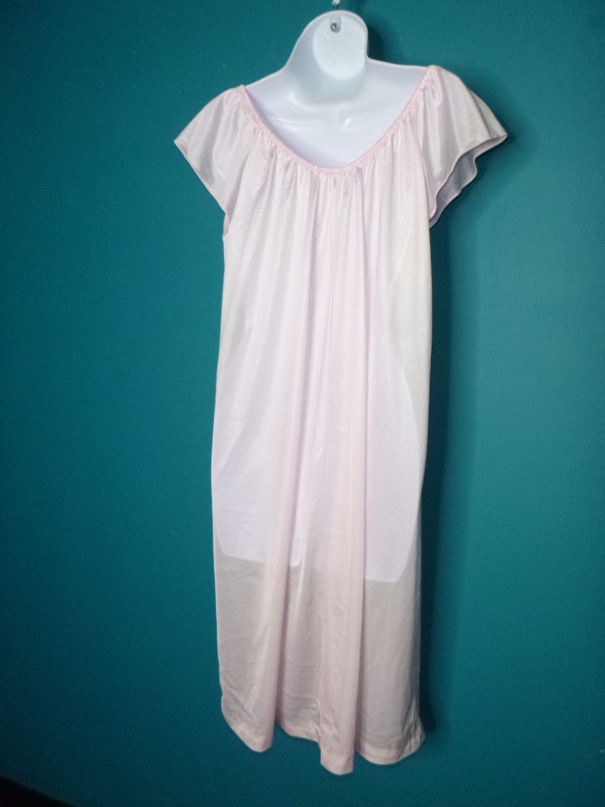 Vtg Tom Bezduda for Barad & Co pnk Nylon & Lace Short Nightgown Union Made Sz L