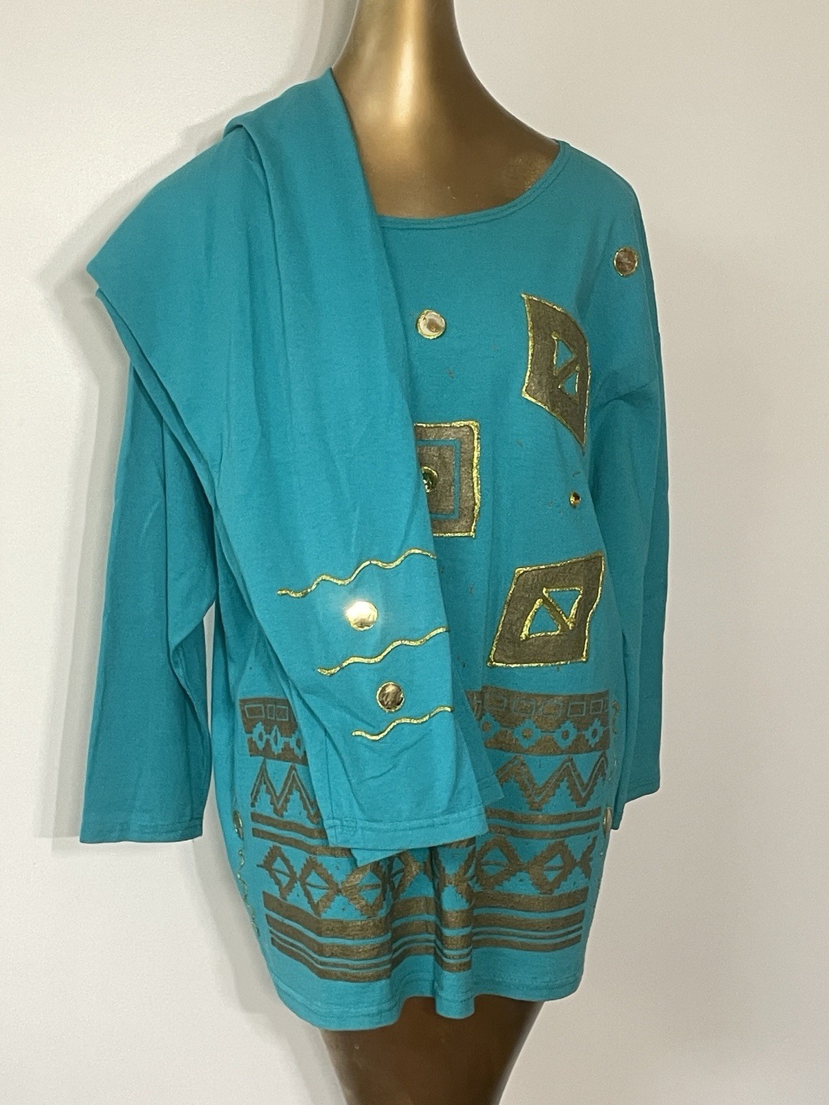 Vtg Sweet Blondie 1990s Puffy Paint Cotton Shirt And Pants Set