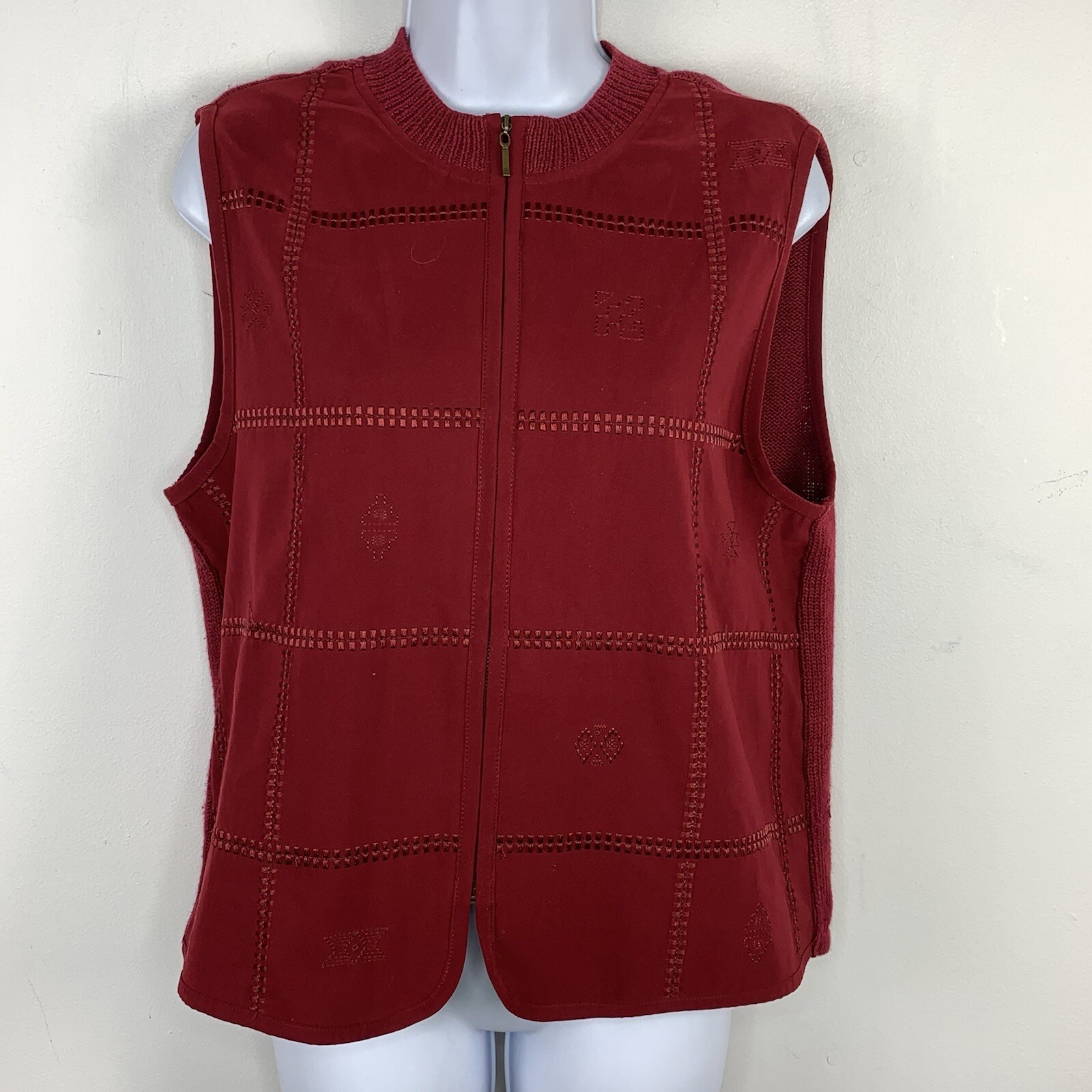 Monterey Petite Koret Sweater Vest sz 14P Red Knit Minimalist VINTAGE ZZ48