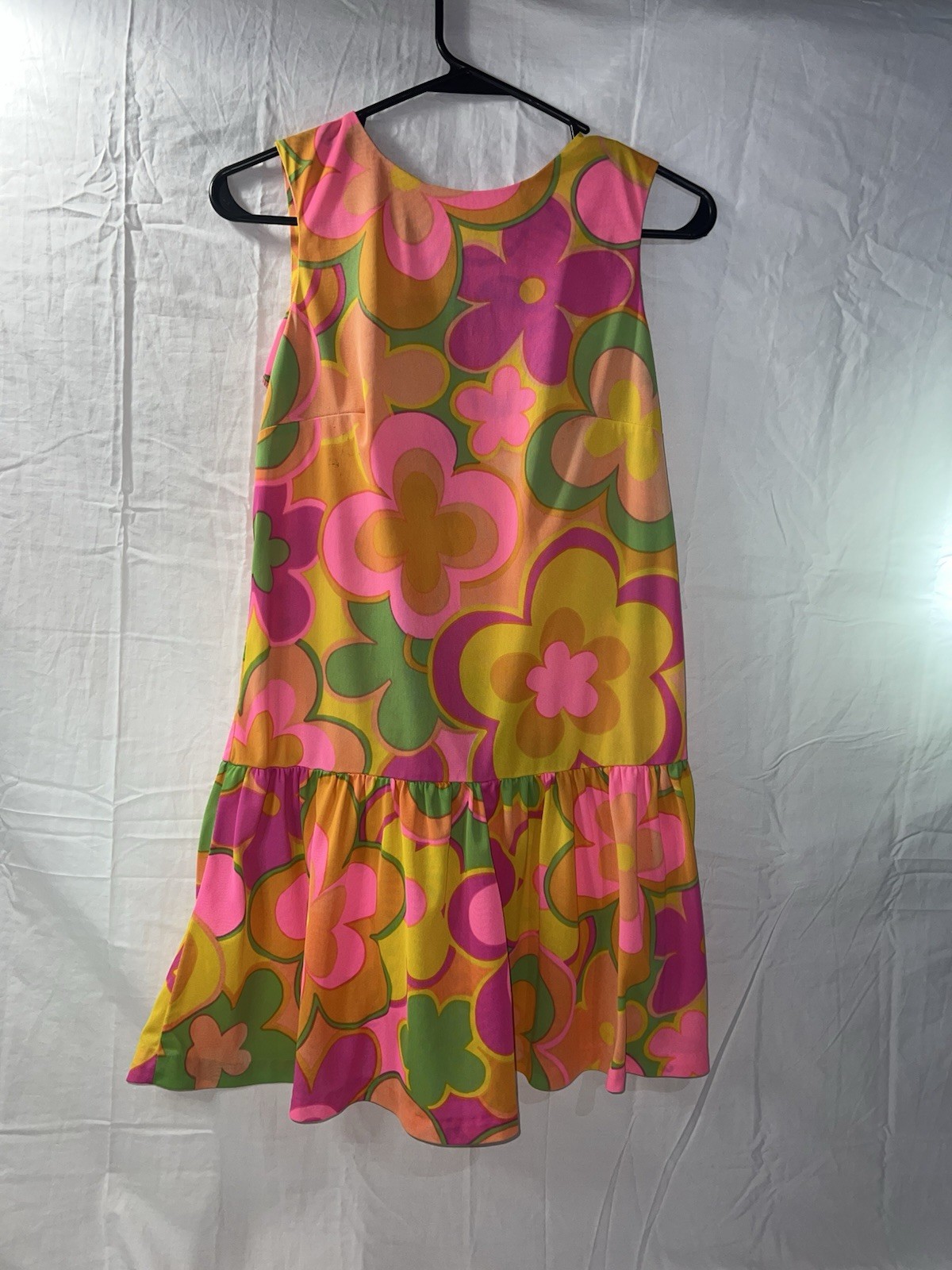 Vtg 60s 70s Cole of California Jr Dress Psychedelic Mod Neon Floral XS Dress
