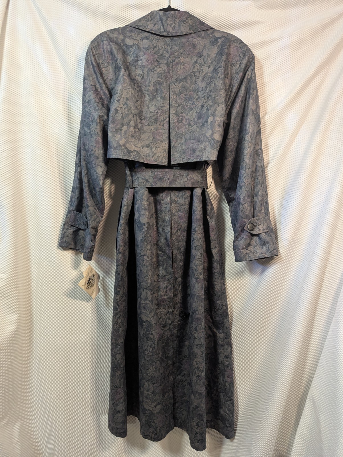 New Old Stock Vintage London Fog Floral Teflon Trench Rain Coat Size 8 Regular