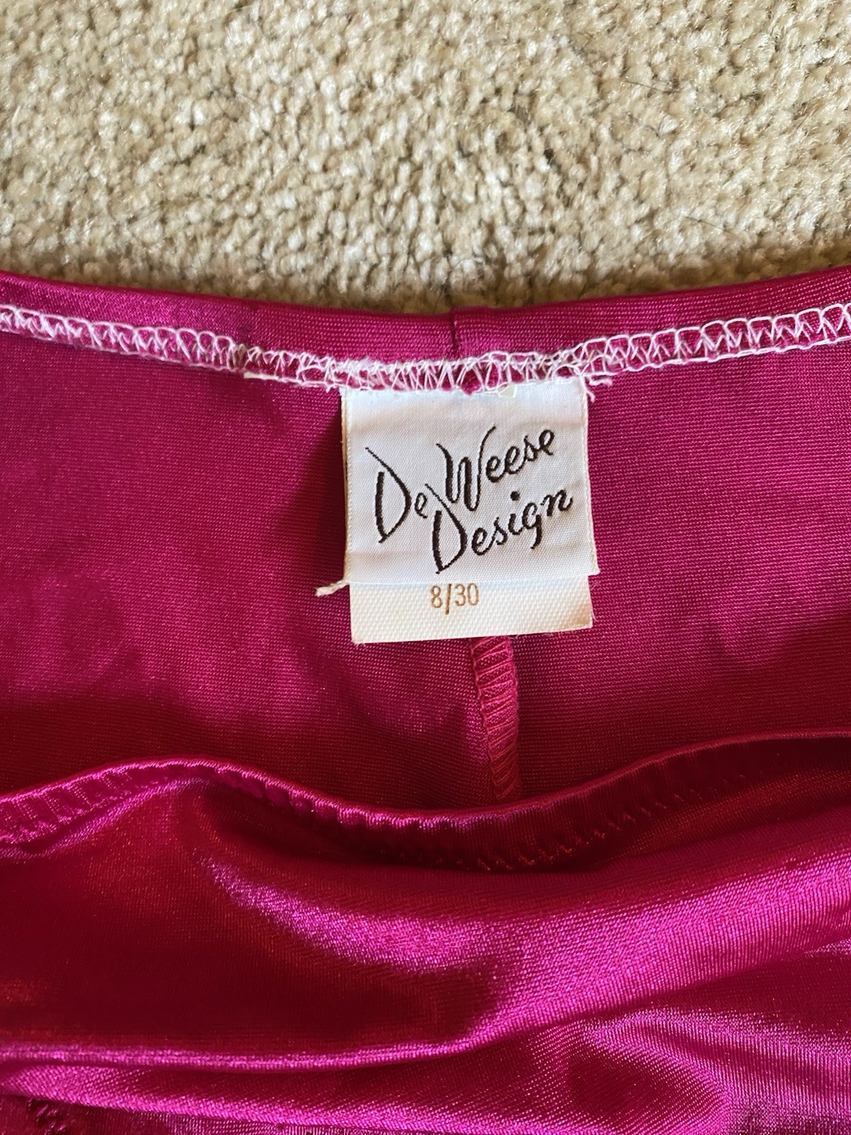 Vintage 50s 60s De Weese Designs Swimsuit Bikini 8 Fucsia White Shimmer 2-pc