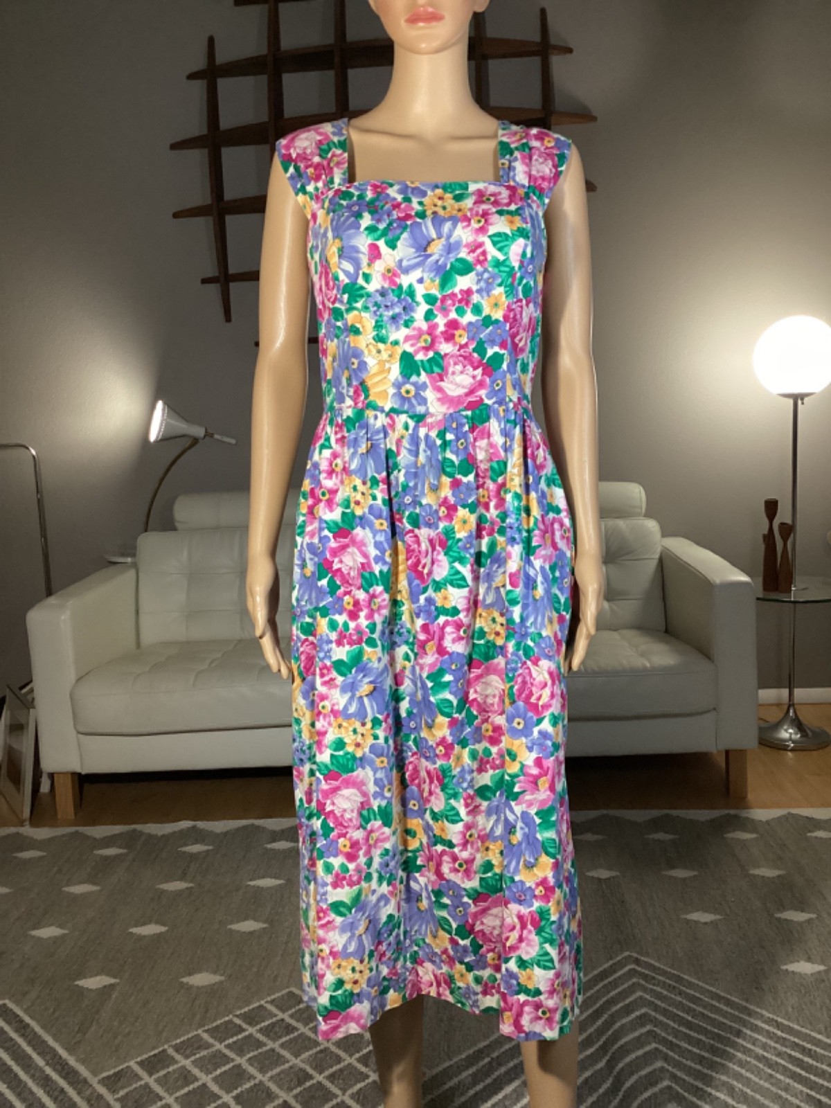 Vintage 80s Lanz Originals Sundress Sz 10 Floral Cottagecore Garden Open Back