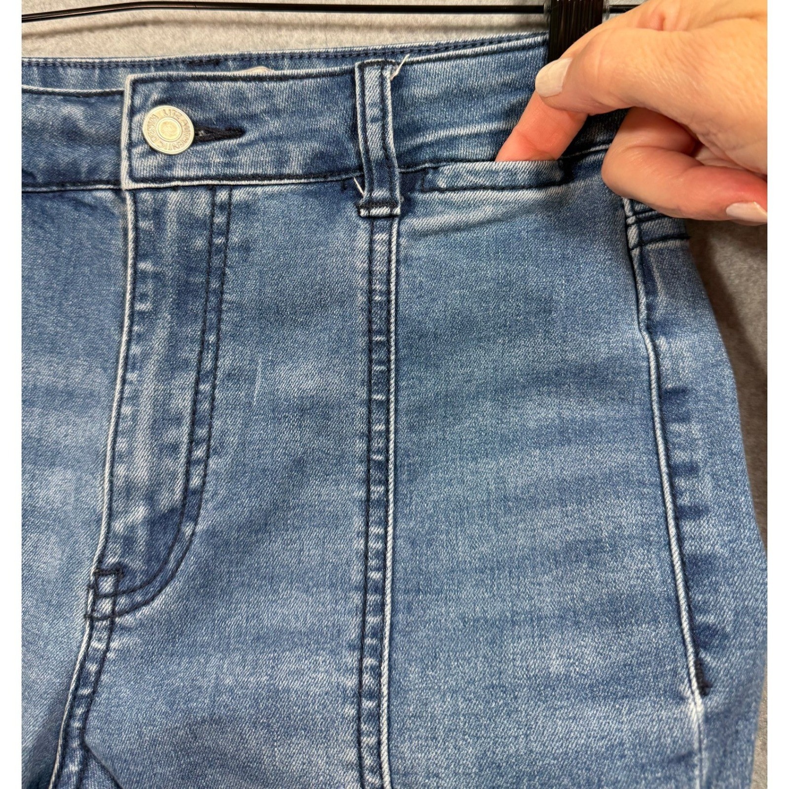 UNIQ By Litz Jeans 25 26 Bell Bottom Extreme Flare Western Festival Boho Raw Hem