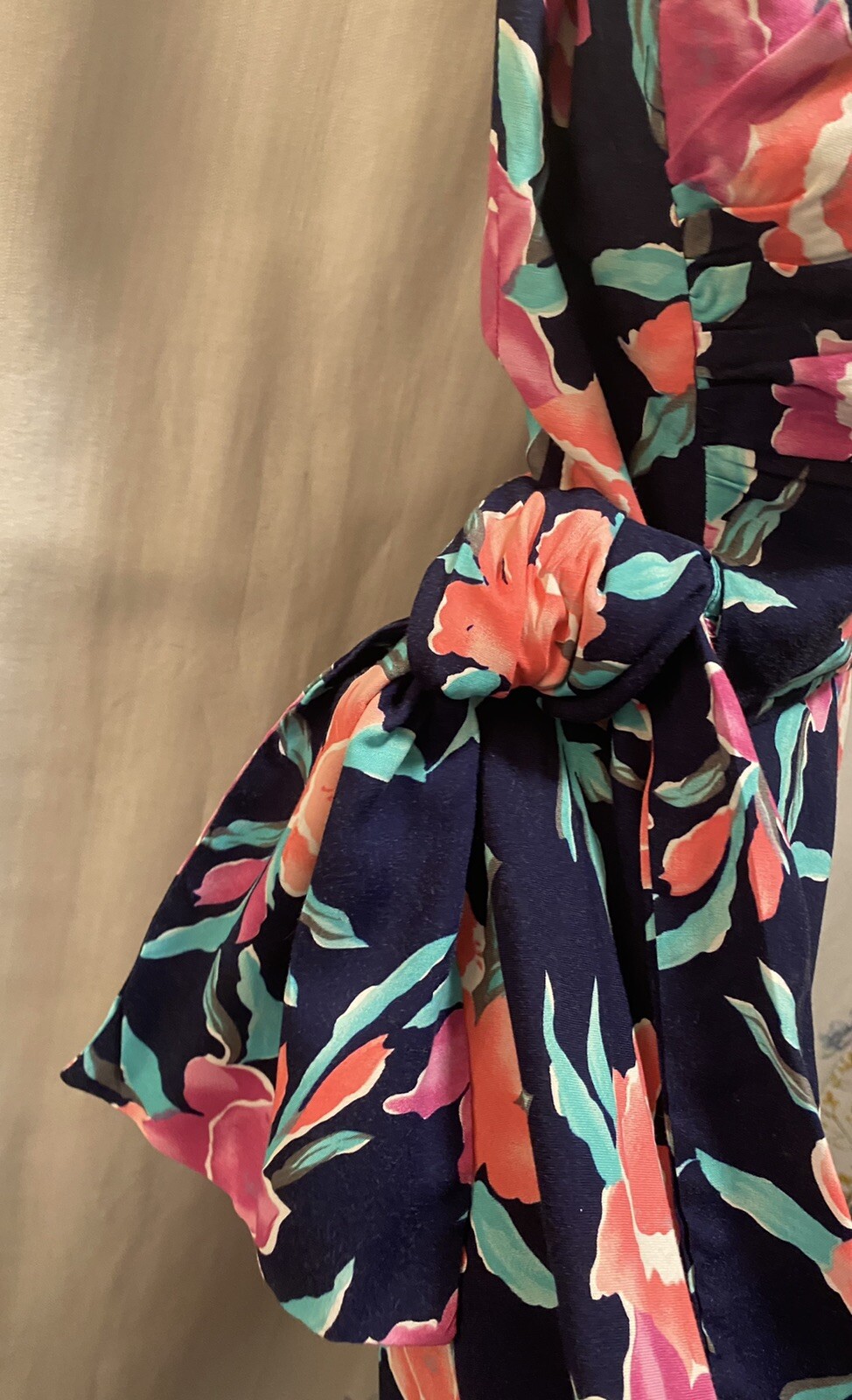 Brass Plum Wrap Dress Floral Dress Womens Sz M Cotton Nordstrom Vtg 90s