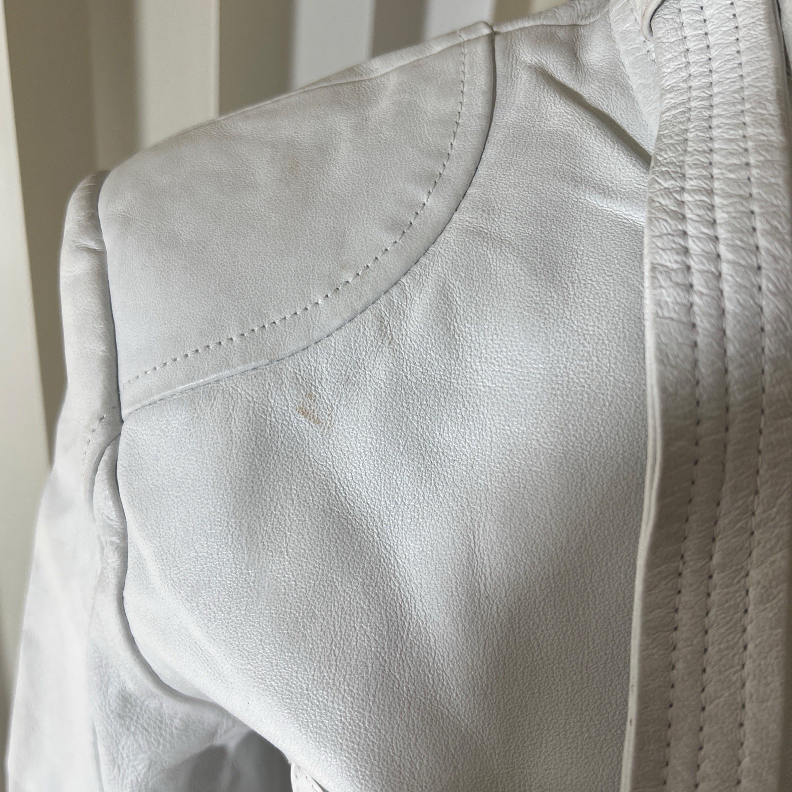 Vintage Bebe White Leather Jacket Biker Grunge Euro Rockstar White Skirt Set