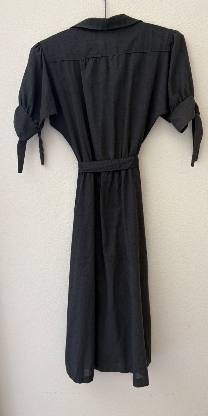 Vintage 70s Black A Line Dress Sheer Button Down Sz 2/4 S Gothic Western Prarie