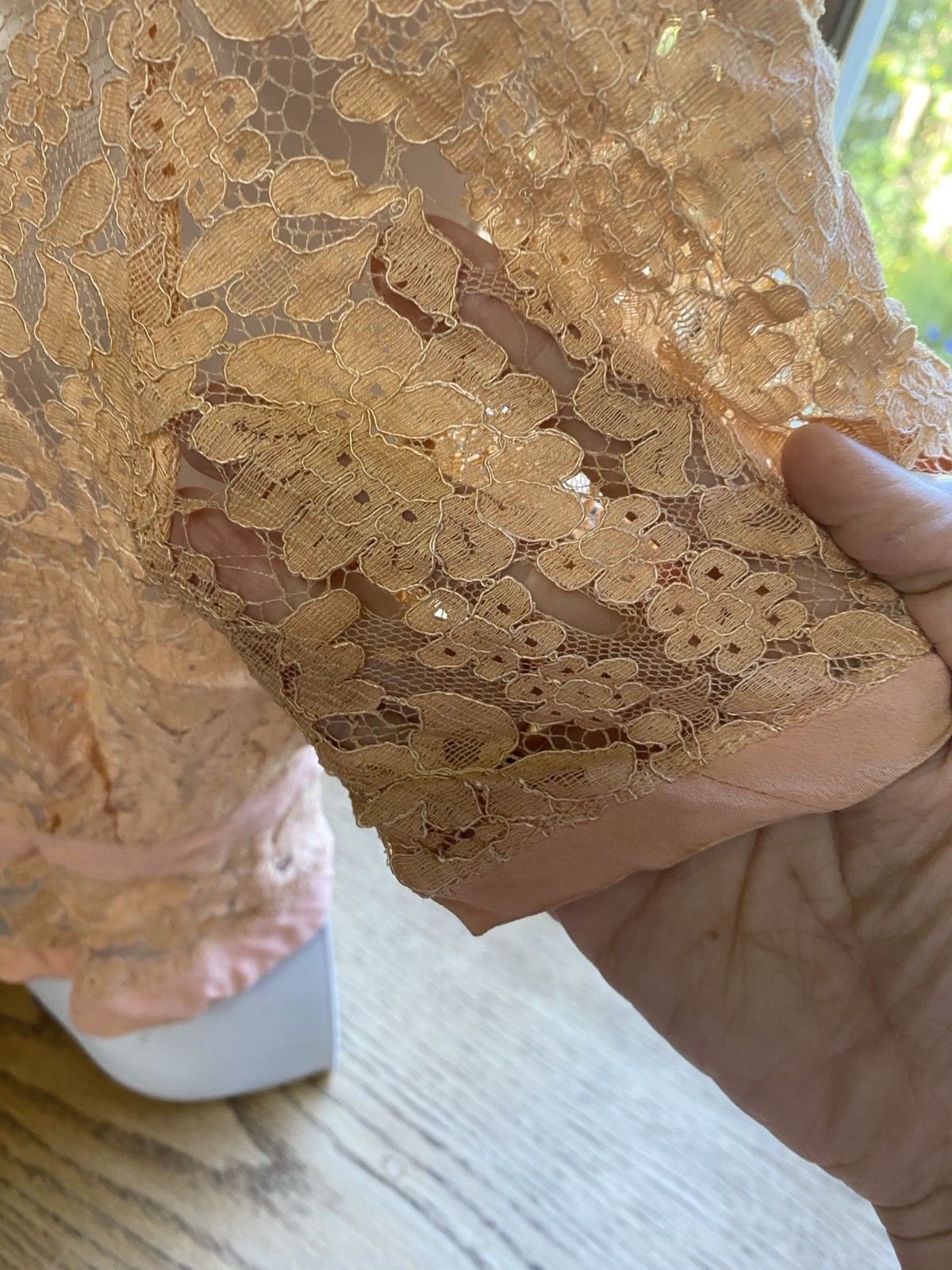 Vintage 20s 30s Lace XS Blouse Peach Handmade Antique