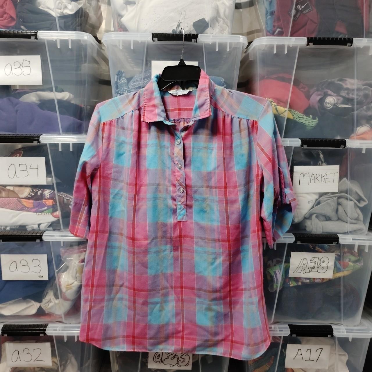 Vintage Miss Fashionality Plaid Button Up Pastel Color Usa Size 42 A310