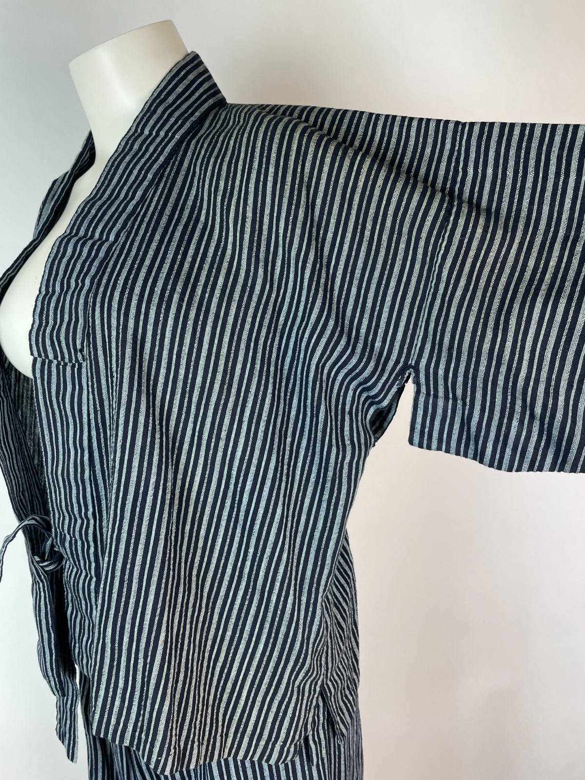 VTG Japanese Pants Top Set Outfit Striped Kimono Sleeve OOAK ONE SIZE
