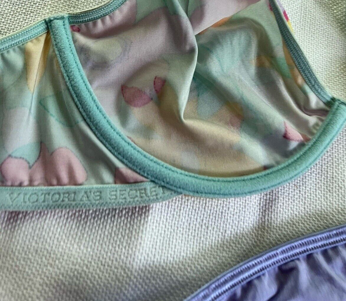 Vtg Victorias Secret Bra Y2K Unlined Pop Floral Purple Vanity Fair Panty 6 M 36D
