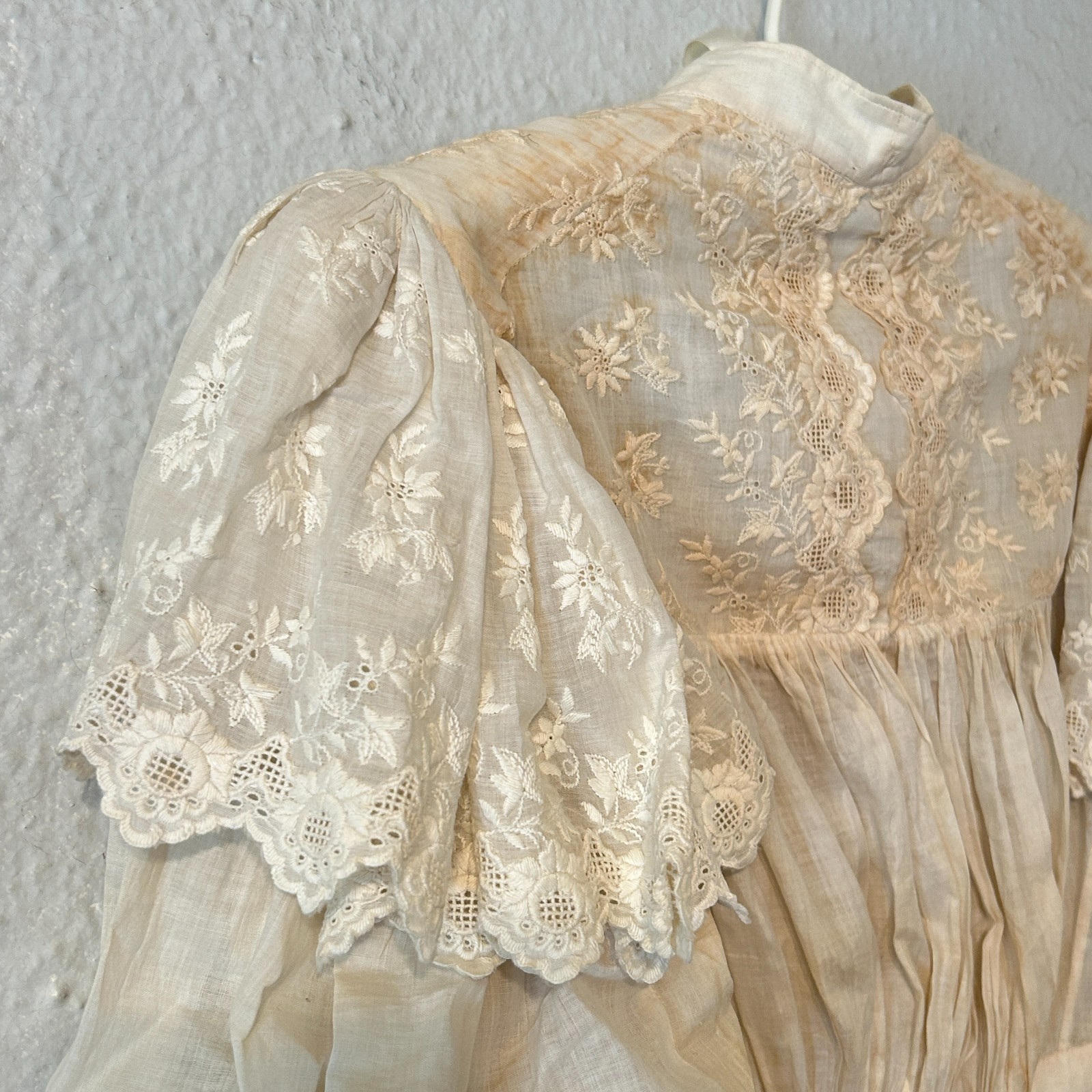 READ Antique 1800s Victorian Romantic Edwardian Blouse Lace Mutton Sleeve