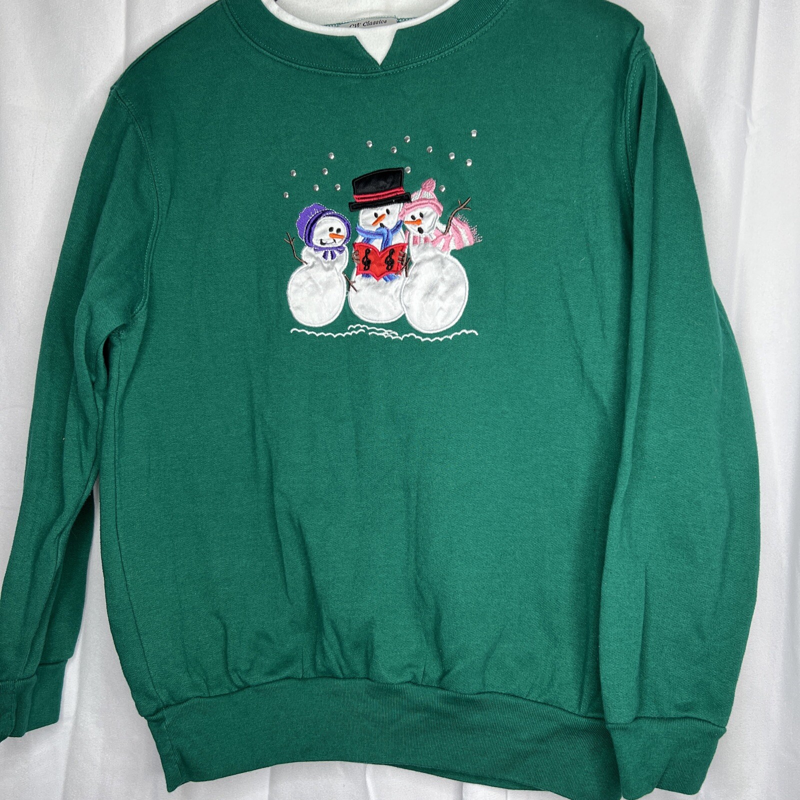 Vintage cw classics Christmas snowman sweater holiday caroling