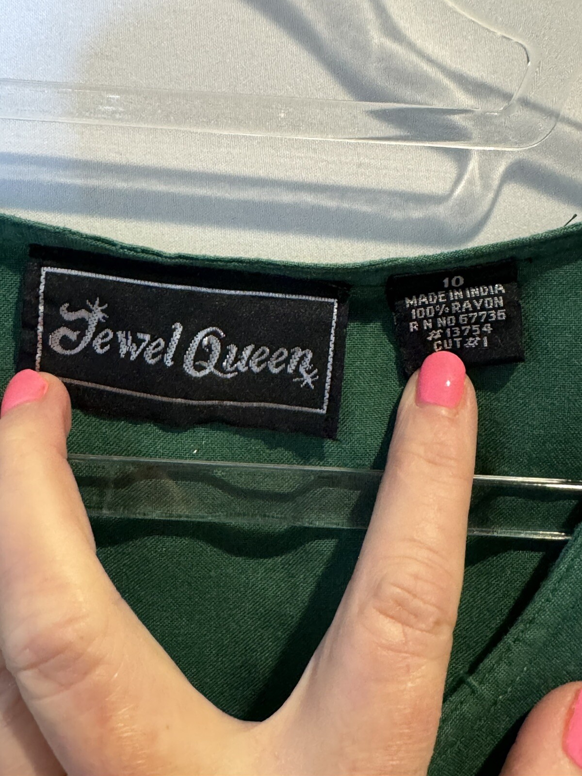 Vintage Jewel Queen 100% Rayon Embroidered Skirt Set Green Size 10 GORGEOUS!