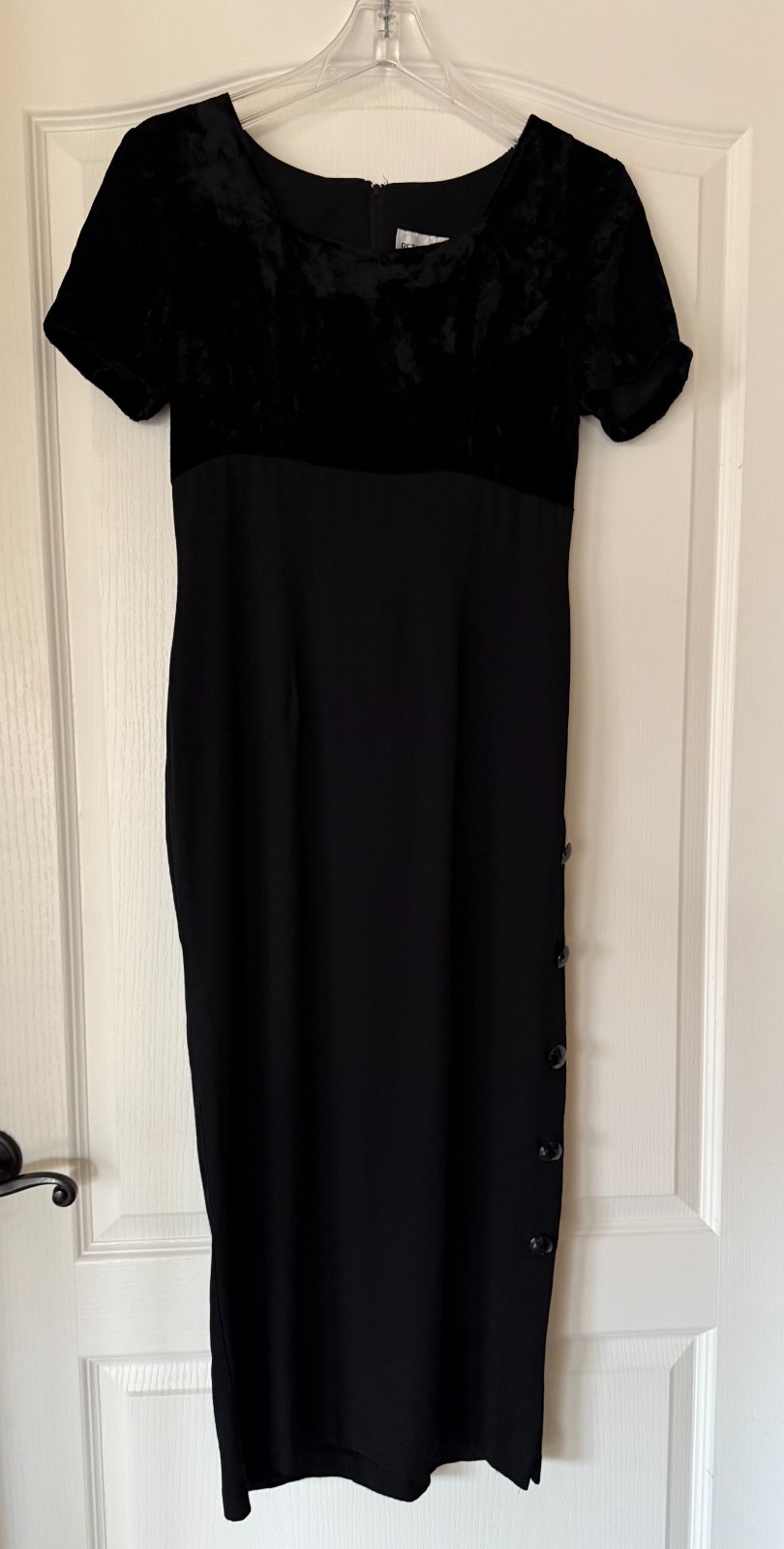 Vintage 90s Betsy’s Things Maxi Dress Black Velvet Bodice Size 9/10