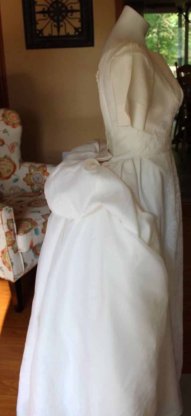 Vintage Short Sleeve Wedding Gown with Unique Bustle-Handmade