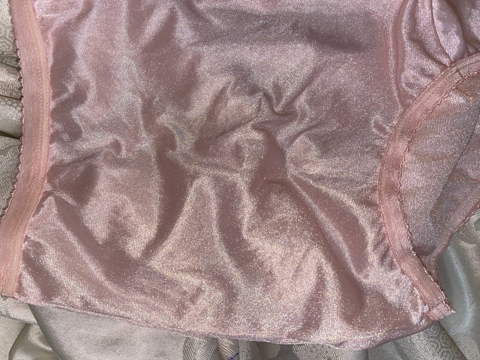 VTG SILKY NYLON SHIMMERY SHADOWLINE BABY PINK PANTIES 5 /32 34 XS SEMI SHEER