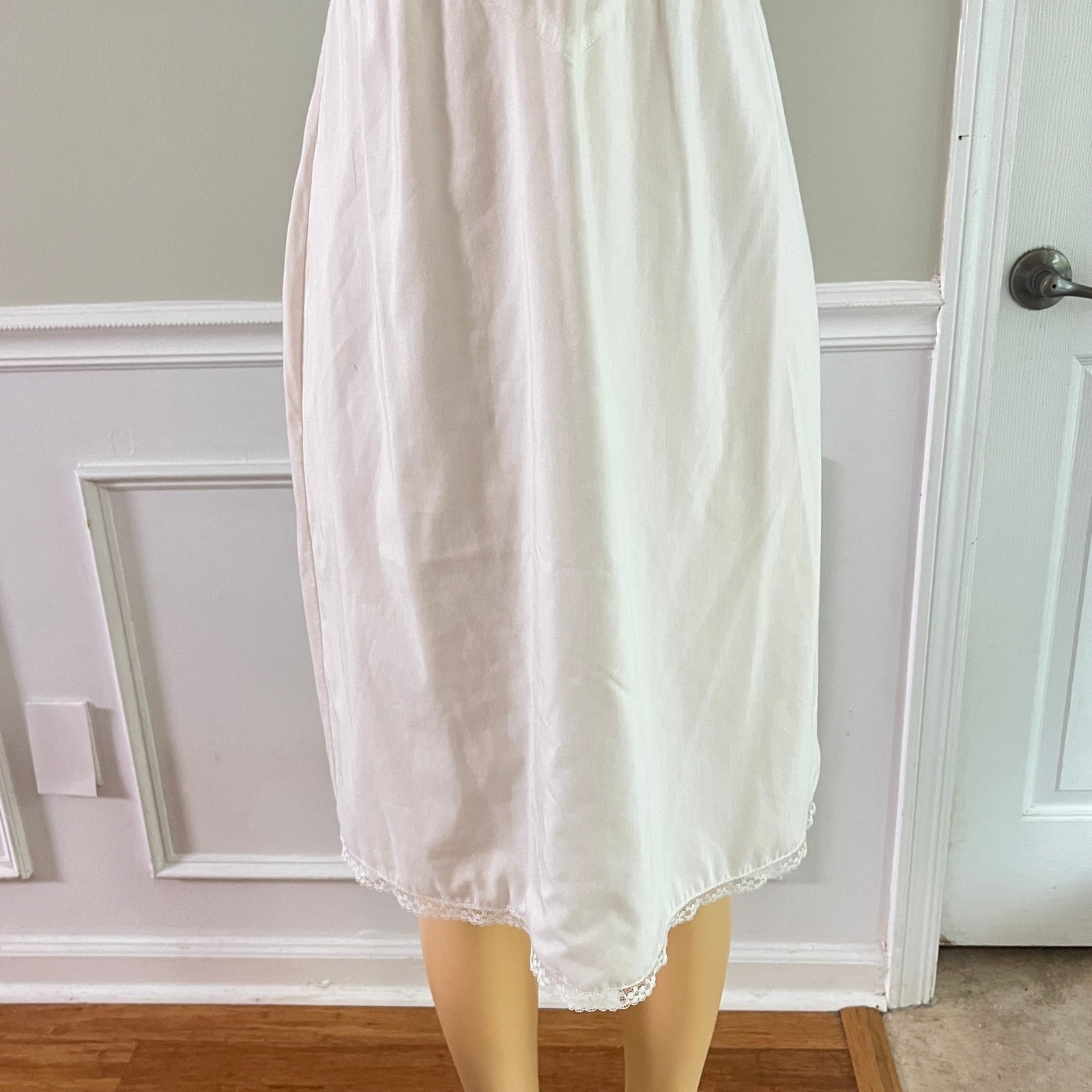 Vintage Eyelet Lace Full Slip Dress White Women Embroidered Cotton Cottagecore