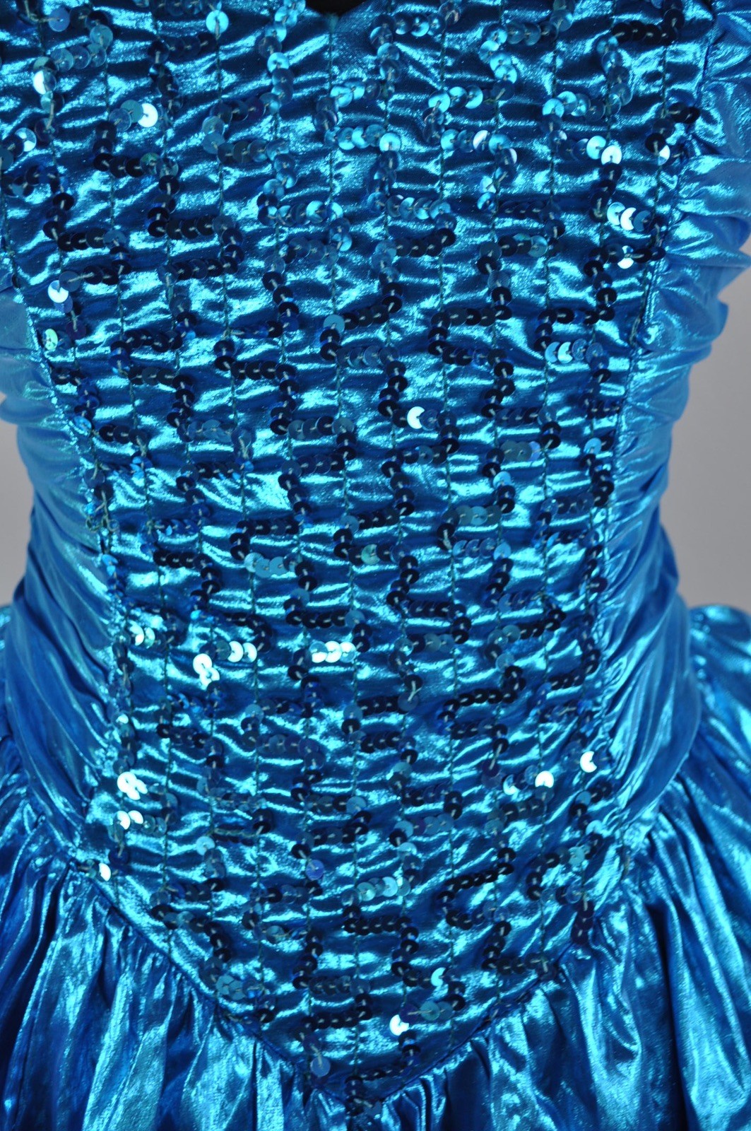 Vintage Zum Zum Prom Dress 1990s Blue Metallic size 7/8 Lamè with Sequins