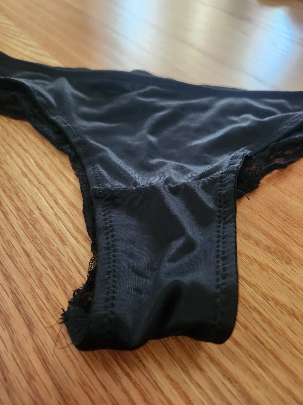 Vtg Black Rampage Intimates Size Large Polyester With Lace Very Cheeky Panty