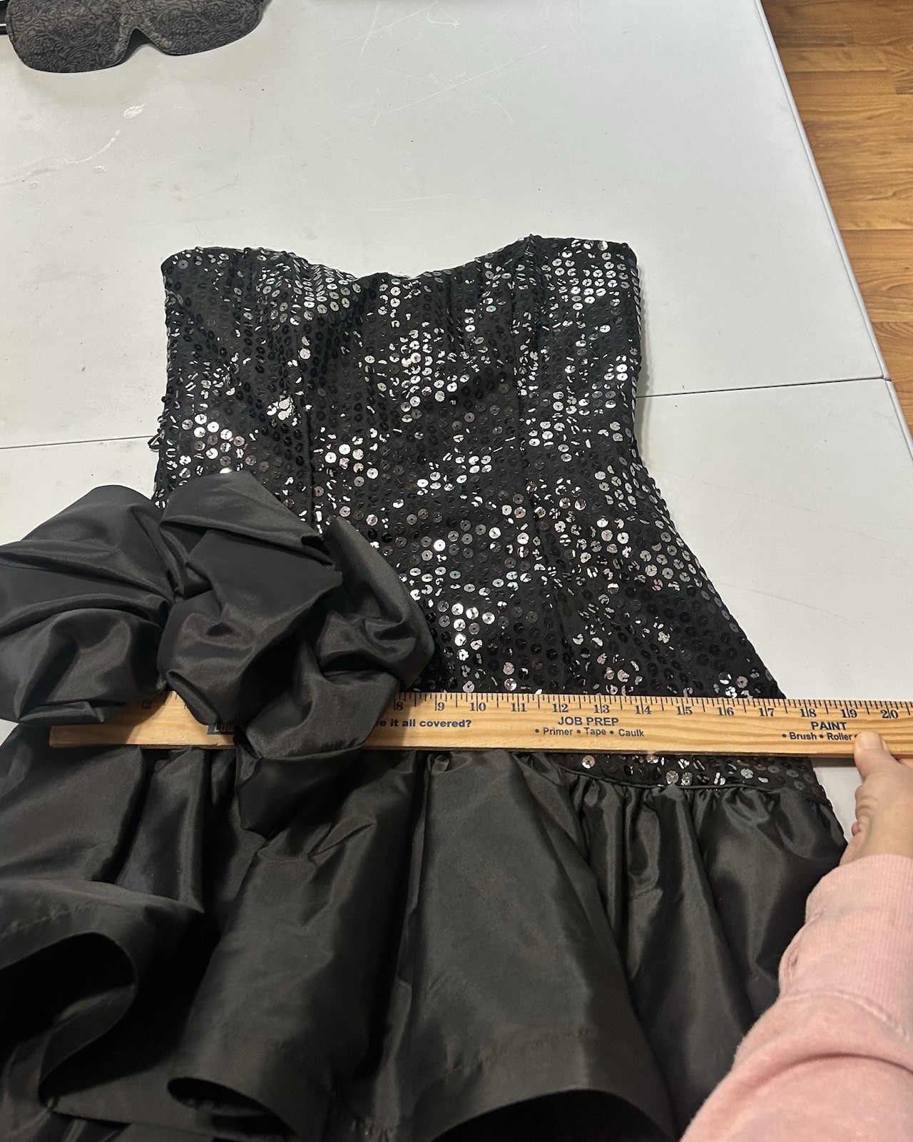 Vintage 80s Black Taffeta Sequins Cocktail Prom Dress ILGWU Made In USA Sz Small