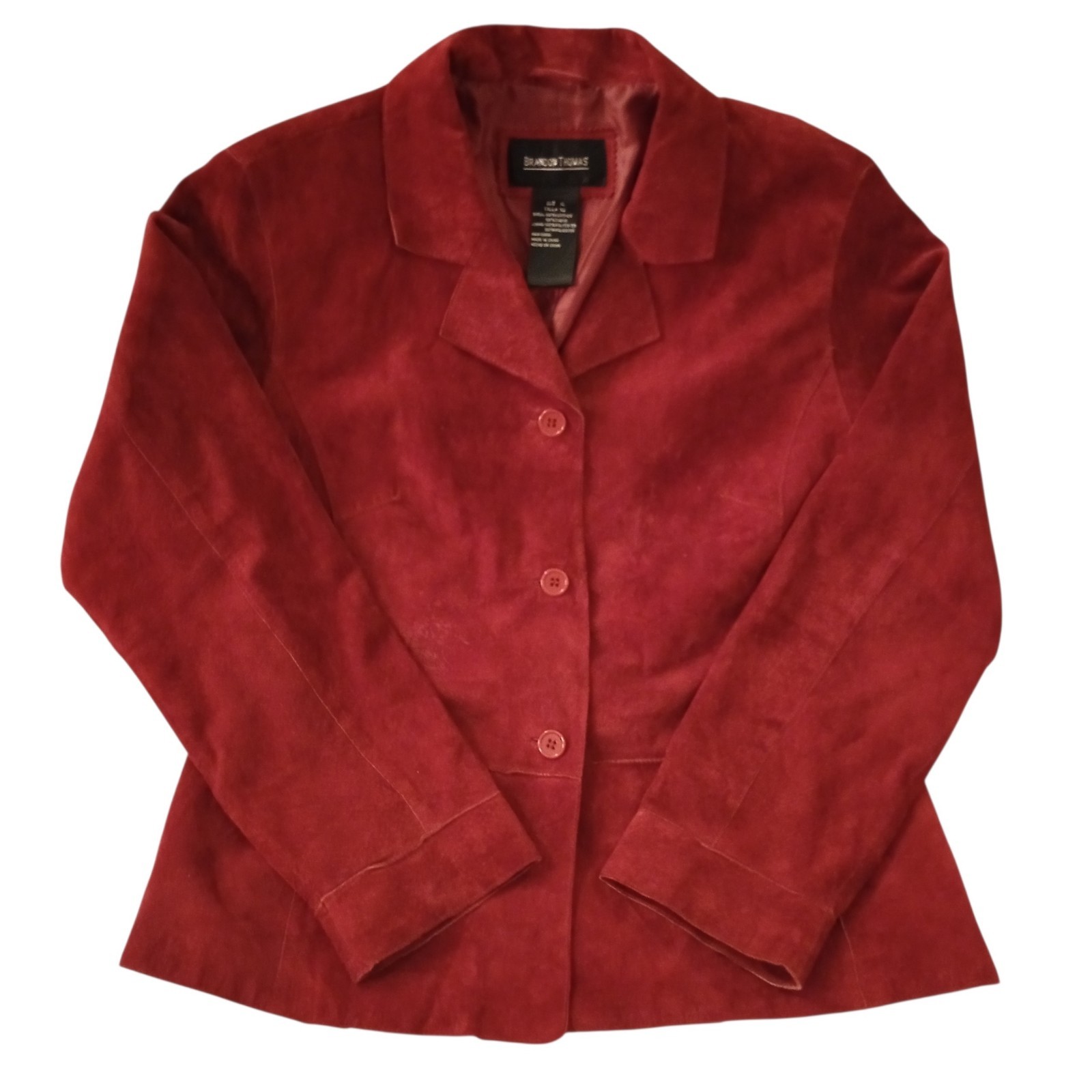 VTG Brandon Thomas Womens Large Washable Genuine Suede Leather Blazer Jacket Y2K