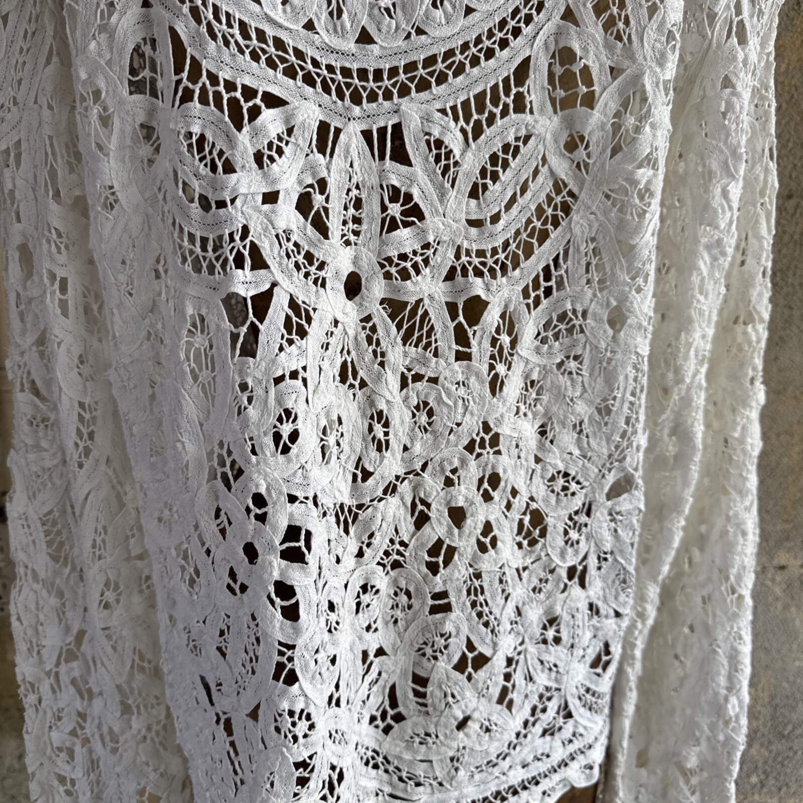 Antique Edwardian Tape Lace Coat Floral Bridal Wedding Dress Jacket Vintage