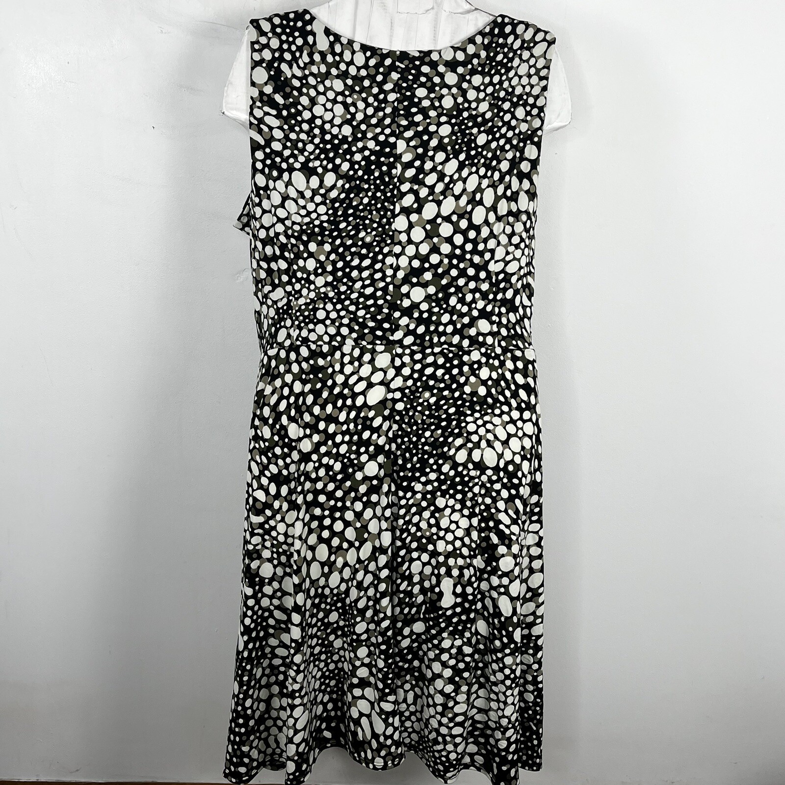Perceptions Woman Dress Sz 24W Black Tan White Polka Dot Sleeveless 90s VINTAGE