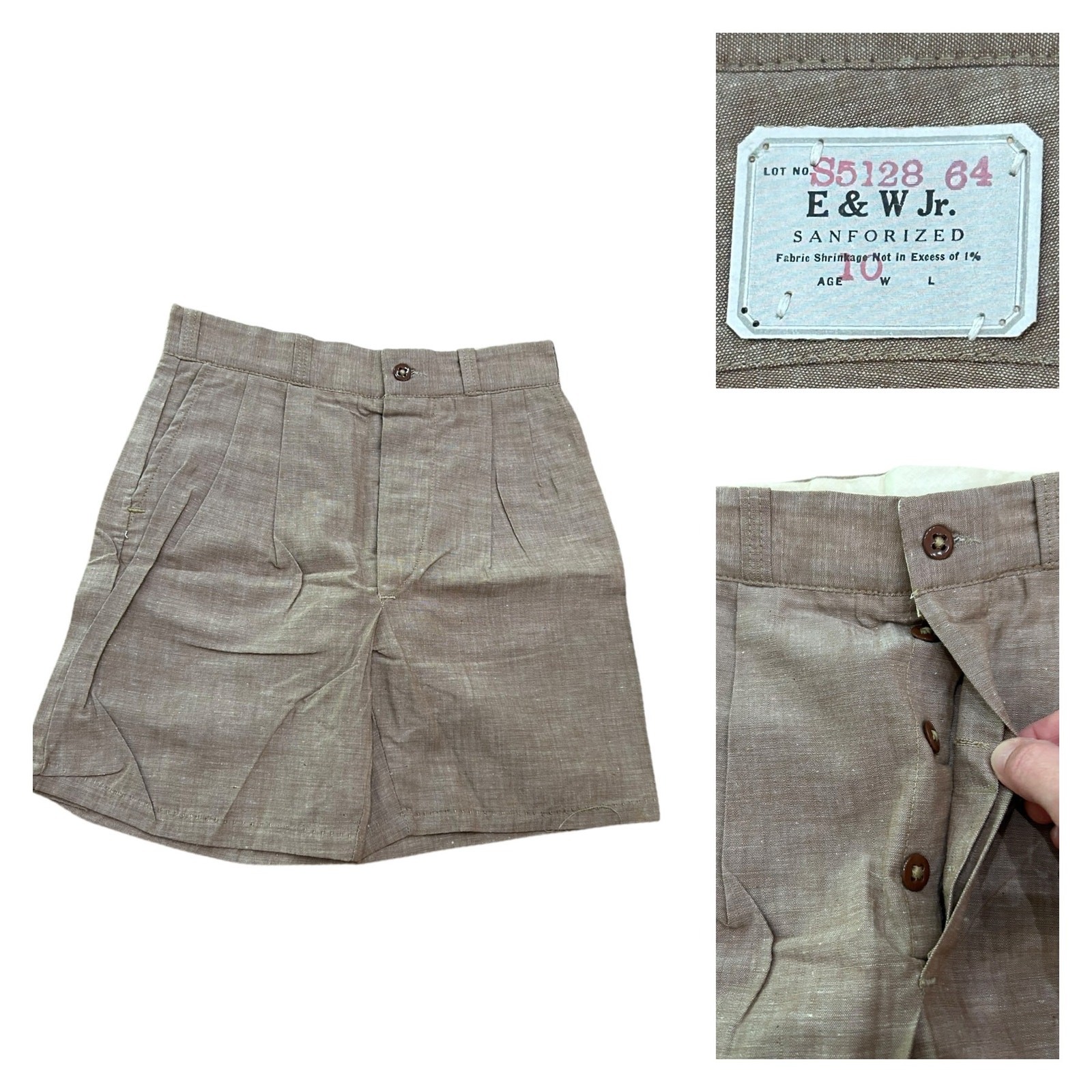 1940s Deadstock Shorts / Button Fly Sanforized Youth Boys or women’s XXS ^