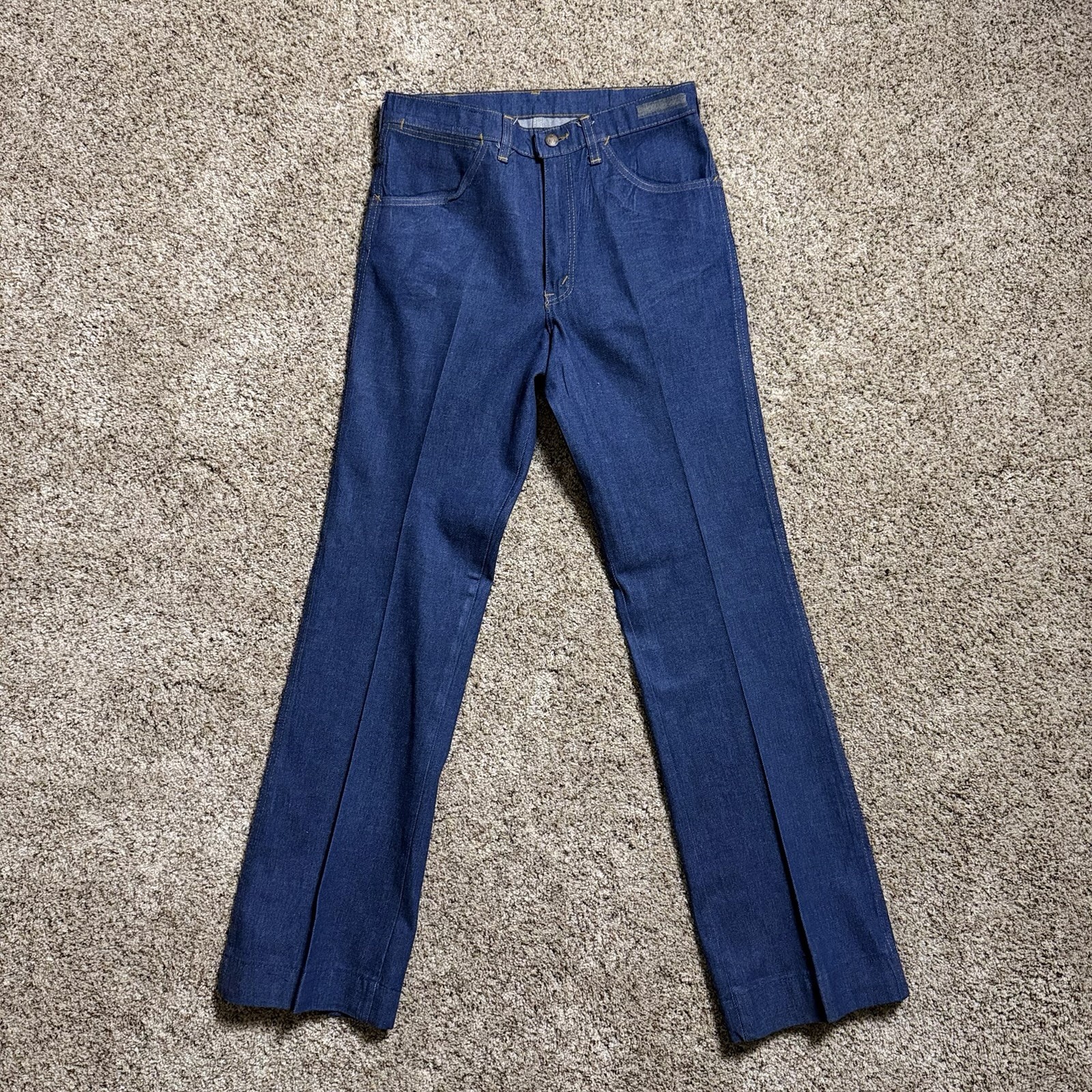Vintage 70s DeeCee Raw Denim 32×33 Bootcut Pressed Pleated USA Western Work Wear