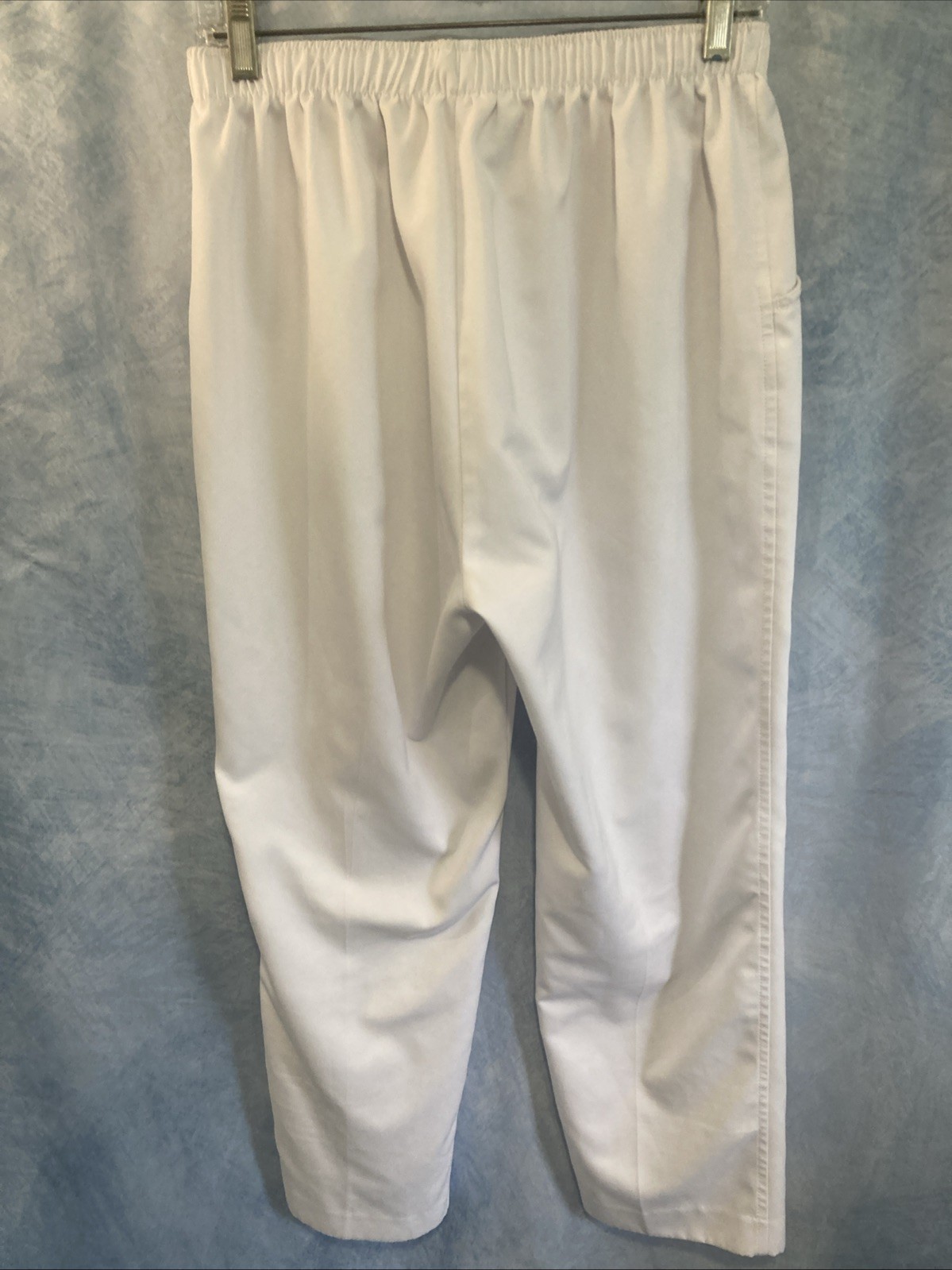 Vtg 90s Alia Petite 14P White Elastic Waist Pleated Pants Slacks 100% Polyester