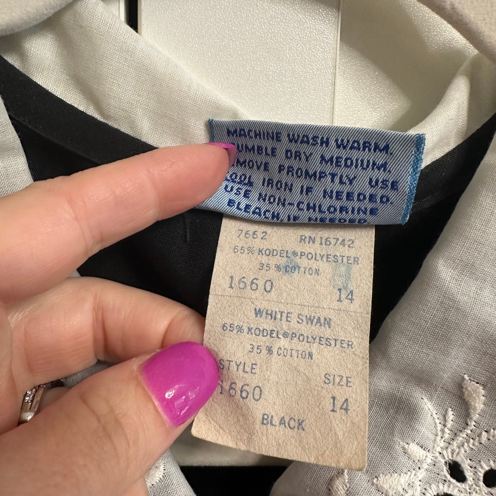 VTG 60s/70s Black Nurses Dress Womens 14 Lace PeterPan Collar Wednesday Addams