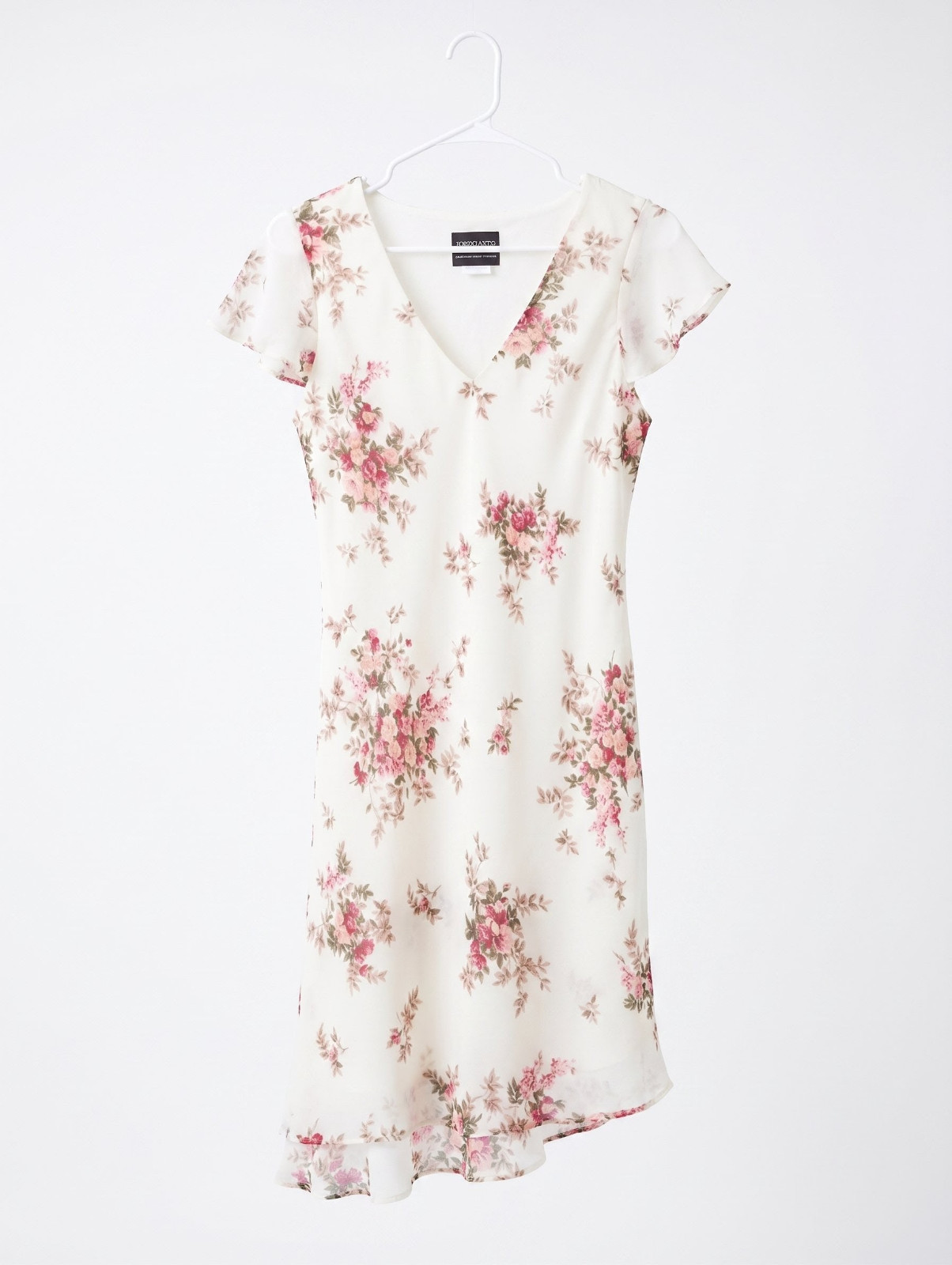 Vintage 90’s Positive Attitude Size 10 M floral chiffon asymmetrical dress ze