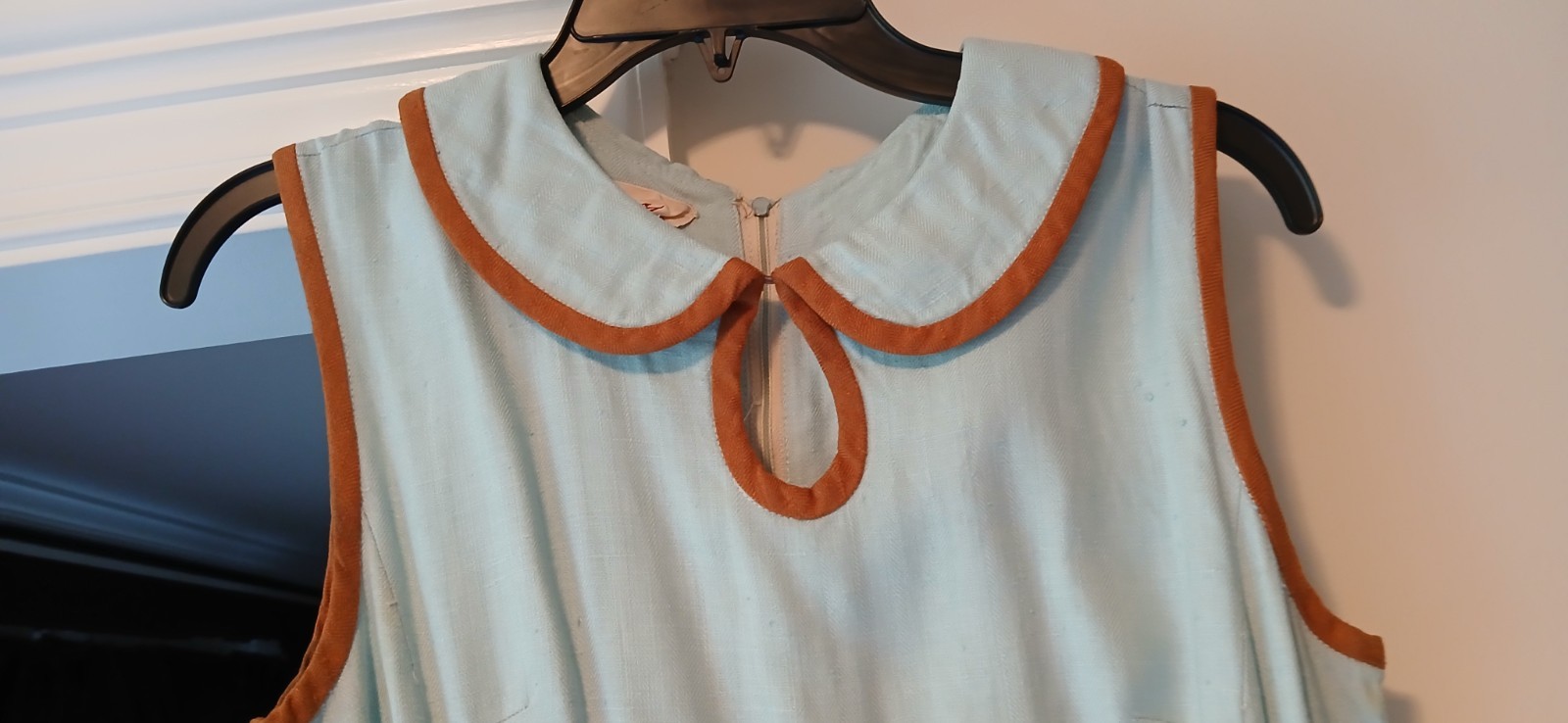 Vintage 1960s Adele Martin Original Green light blue Shift Dress Mod Mini M
