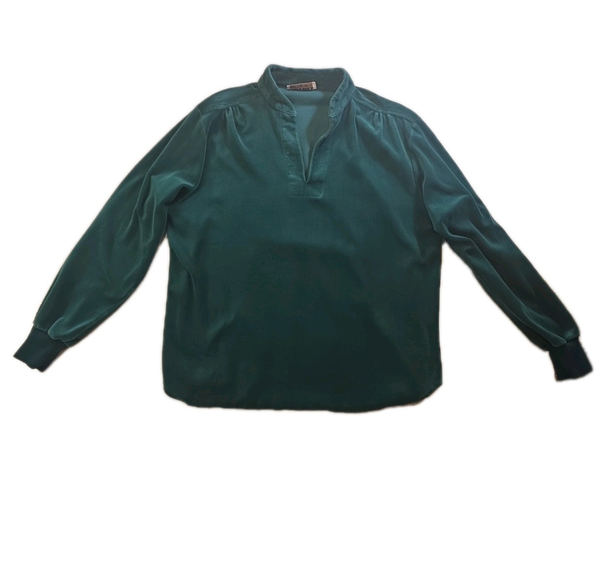 Vintage Emerald Green Velour Nordstrom Town Square V-Neck Shirt – M