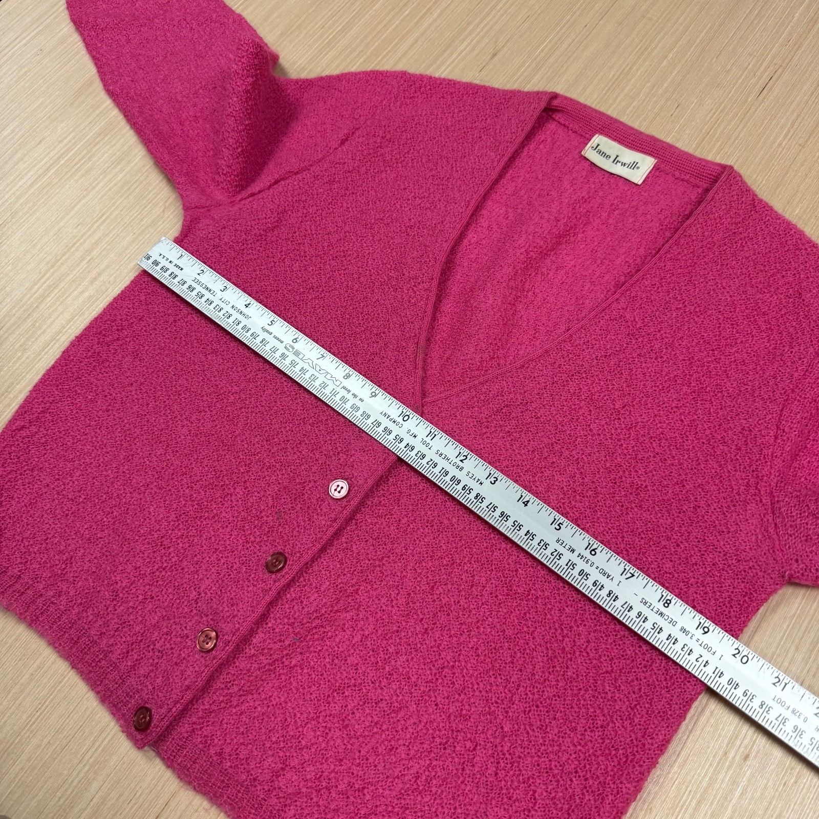 Vintage 60s Mohair Cardigan Sweater Hot Pink Medium Grunge Pin Up