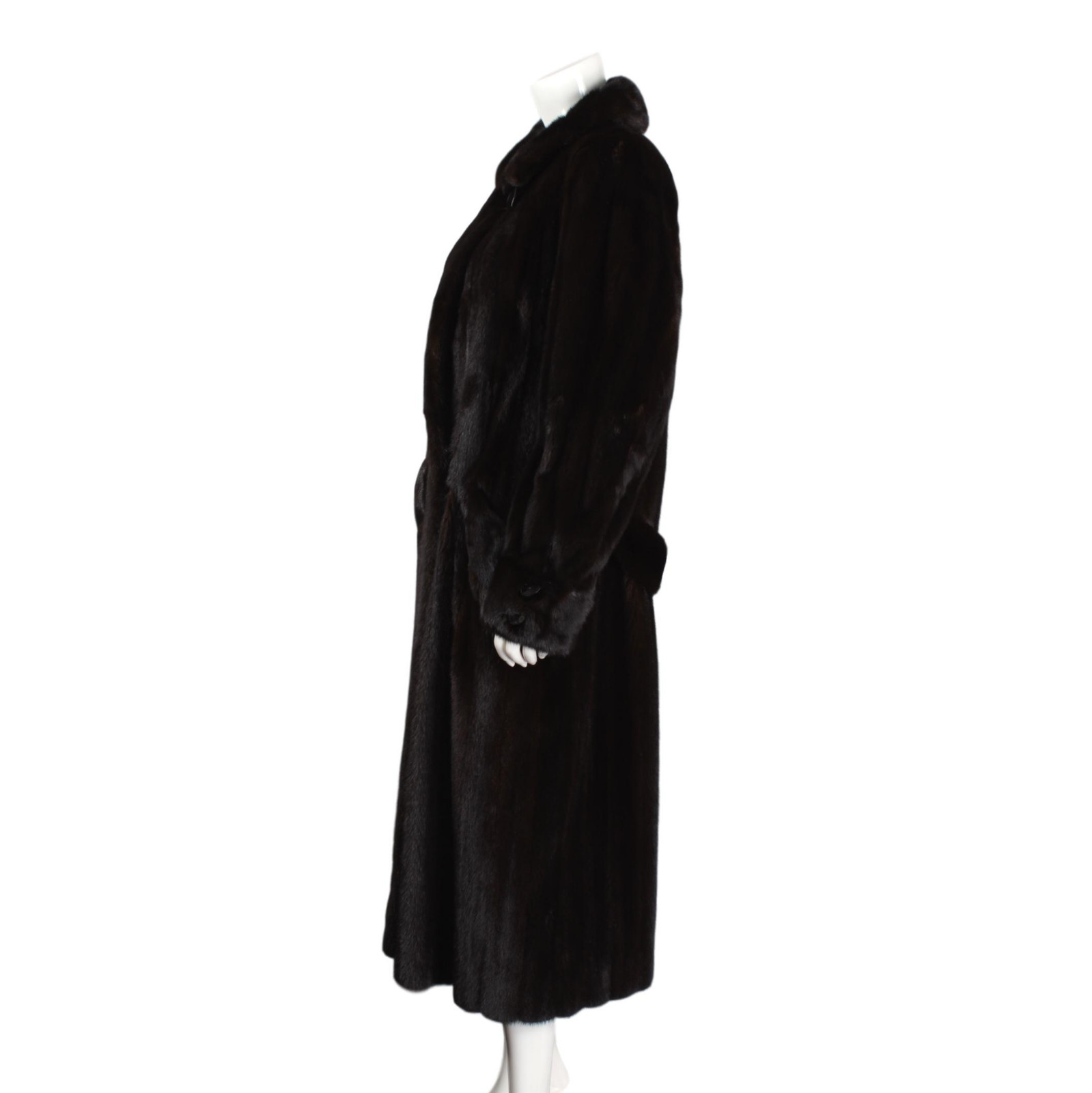 GOLDIN FELDMAN Vintage Sheared Mink Dark Chocolate Brown Full Length Coat -Large