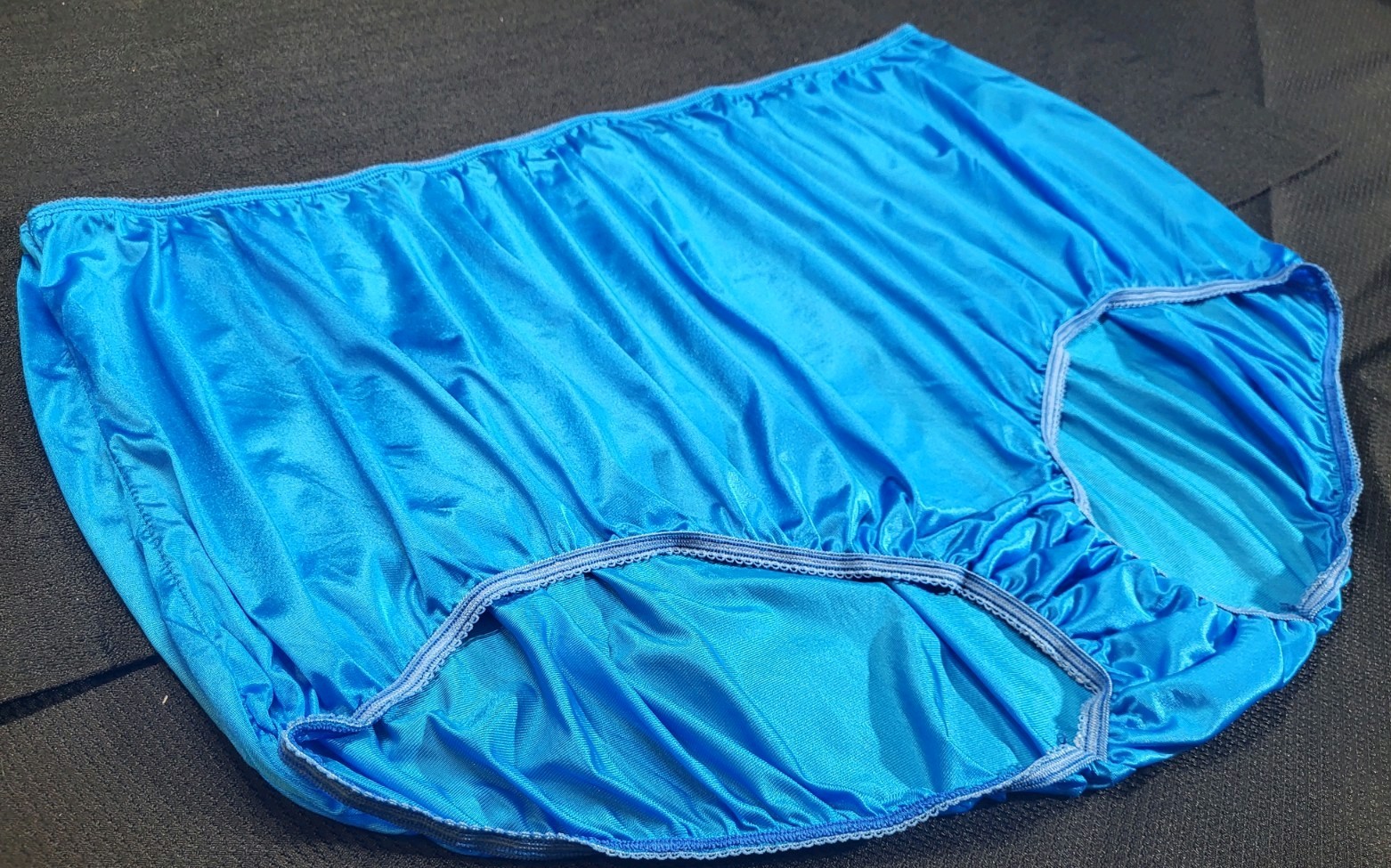 Vtg 80s-90s Era Standard Nylon Tricot Electric Blue Brief Grannycore NOS Sz66-68