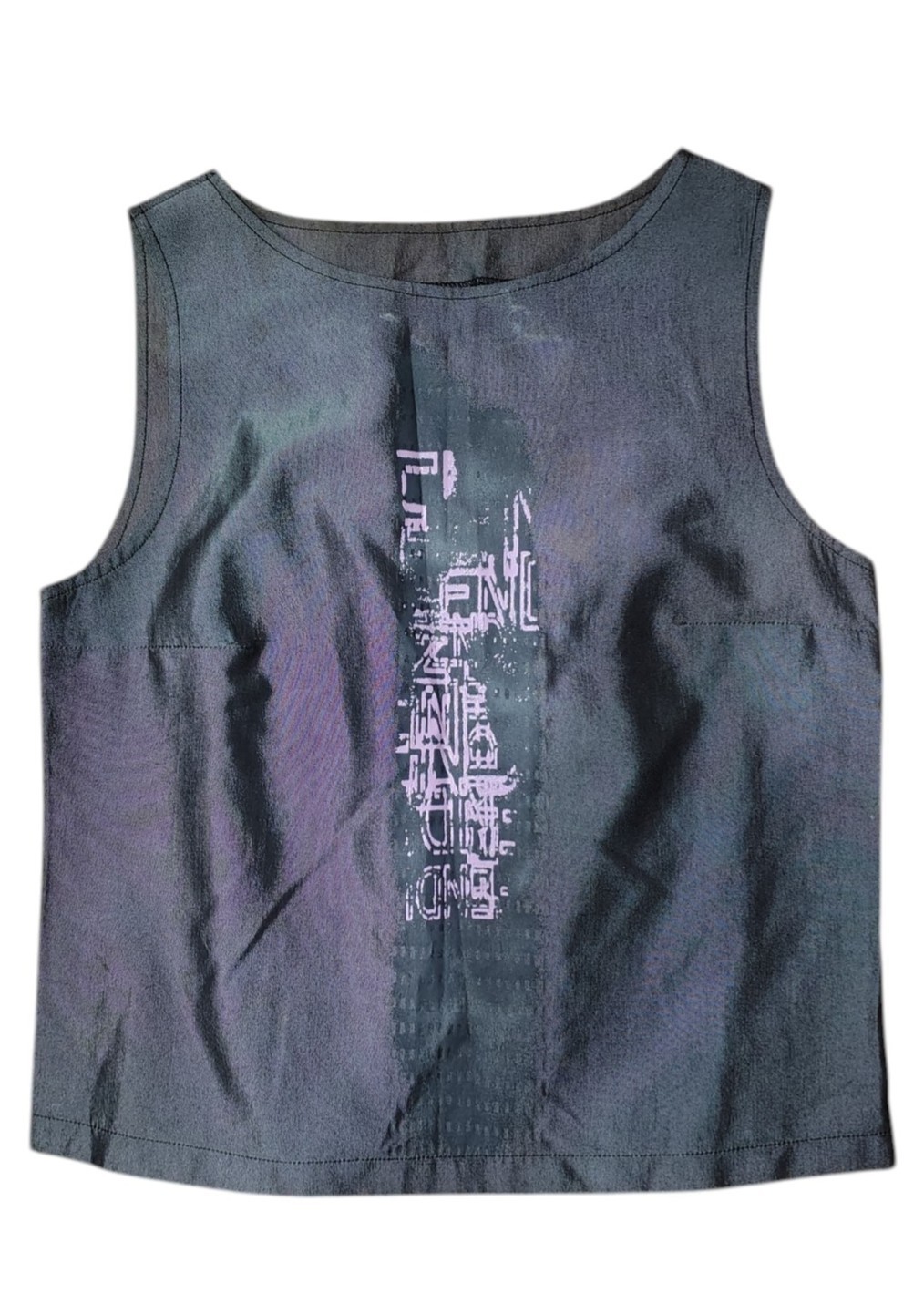 RARE Archival FENDI Geometric Logo Print Sleeveless Silk Top Italy Vintage Y2K